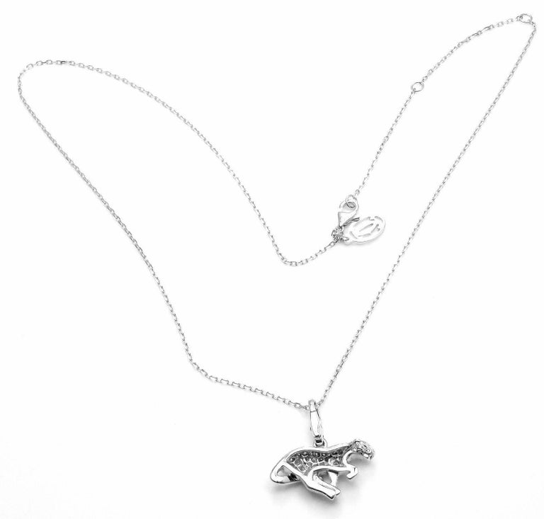Cartier Panther Diamond White Gold Pendant Necklace at 1stdibs