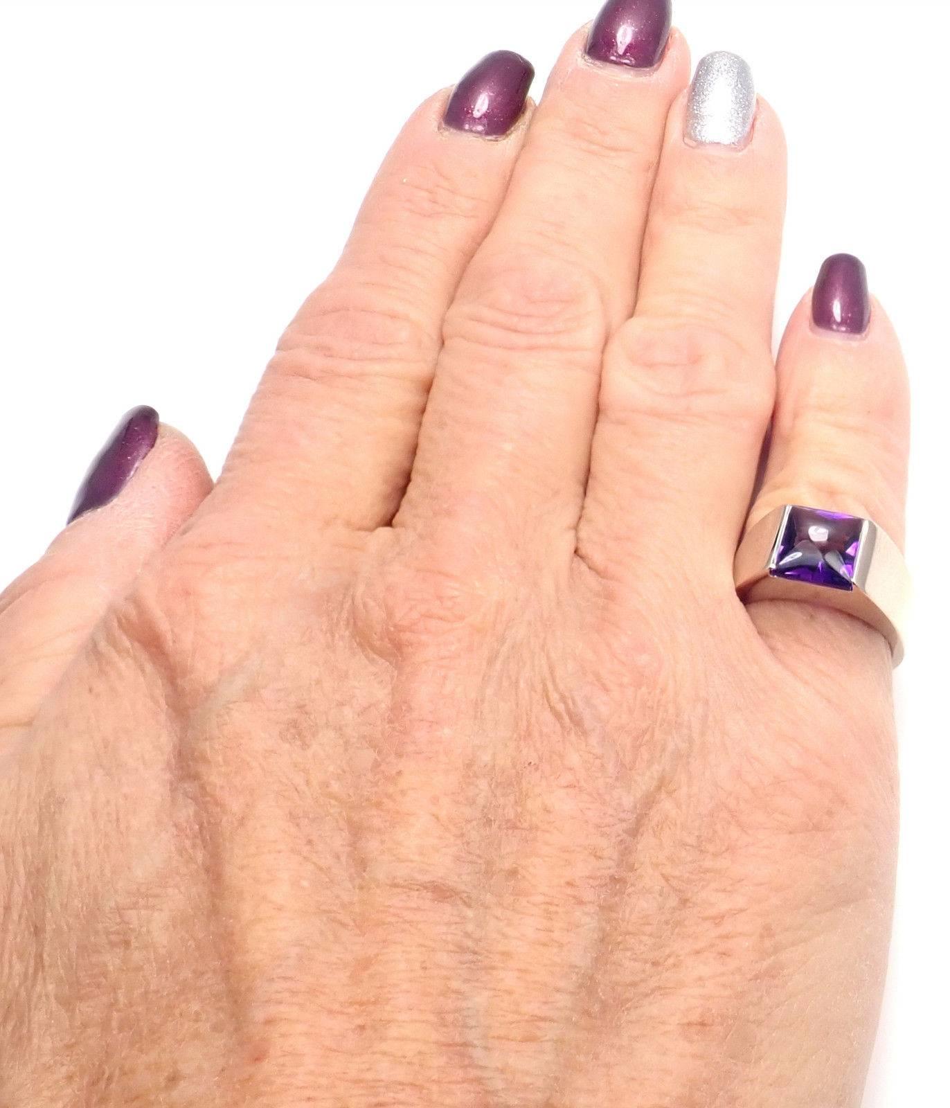 Cartier Tank Amethyst White Gold Band Ring 2
