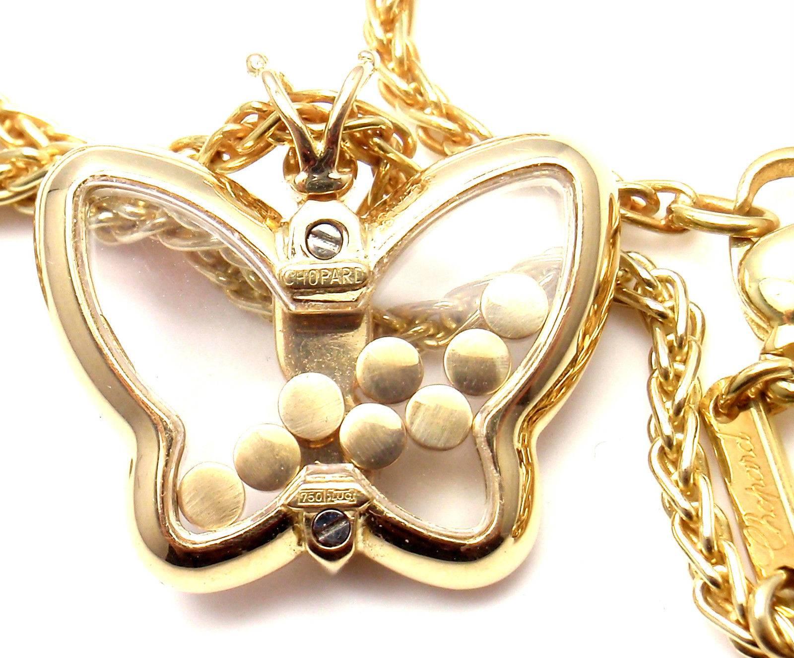 Chopard Diamond Happy Butterfly Yellow Gold Pendant Necklace 2