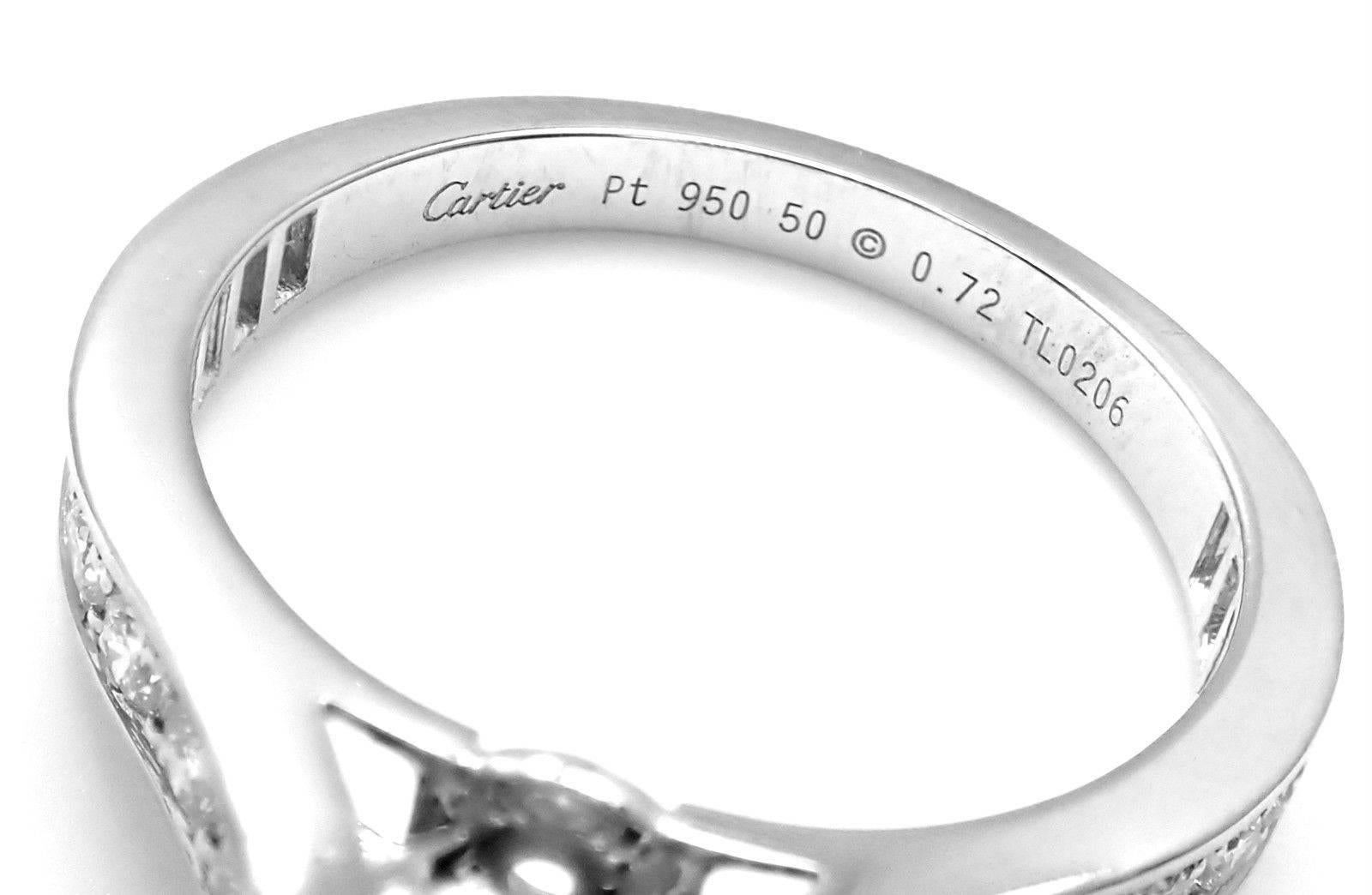 Cartier Diamond Platinum Engagement Solitaire Ring In New Condition In Holland, PA