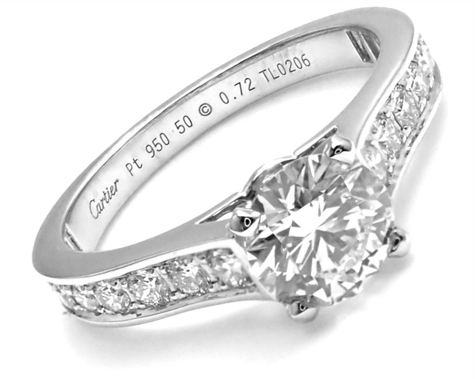 Cartier Diamond Platinum Engagement Solitaire Ring 1