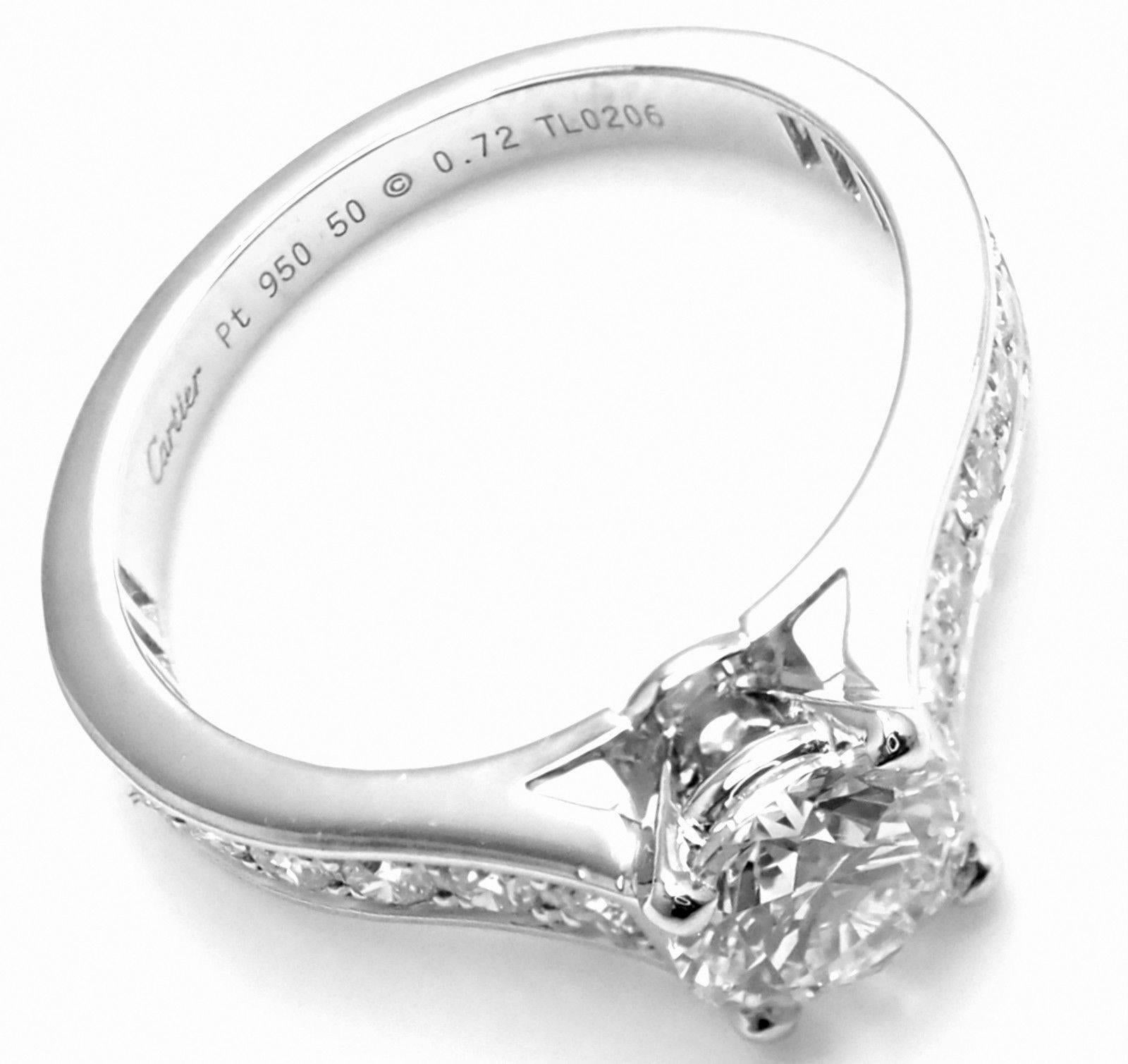 Women's or Men's Cartier Diamond Platinum Engagement Solitaire Ring