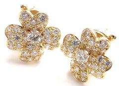 Van Cleef & Arpels Cosmos Diamond Flower Yellow Gold Earrings