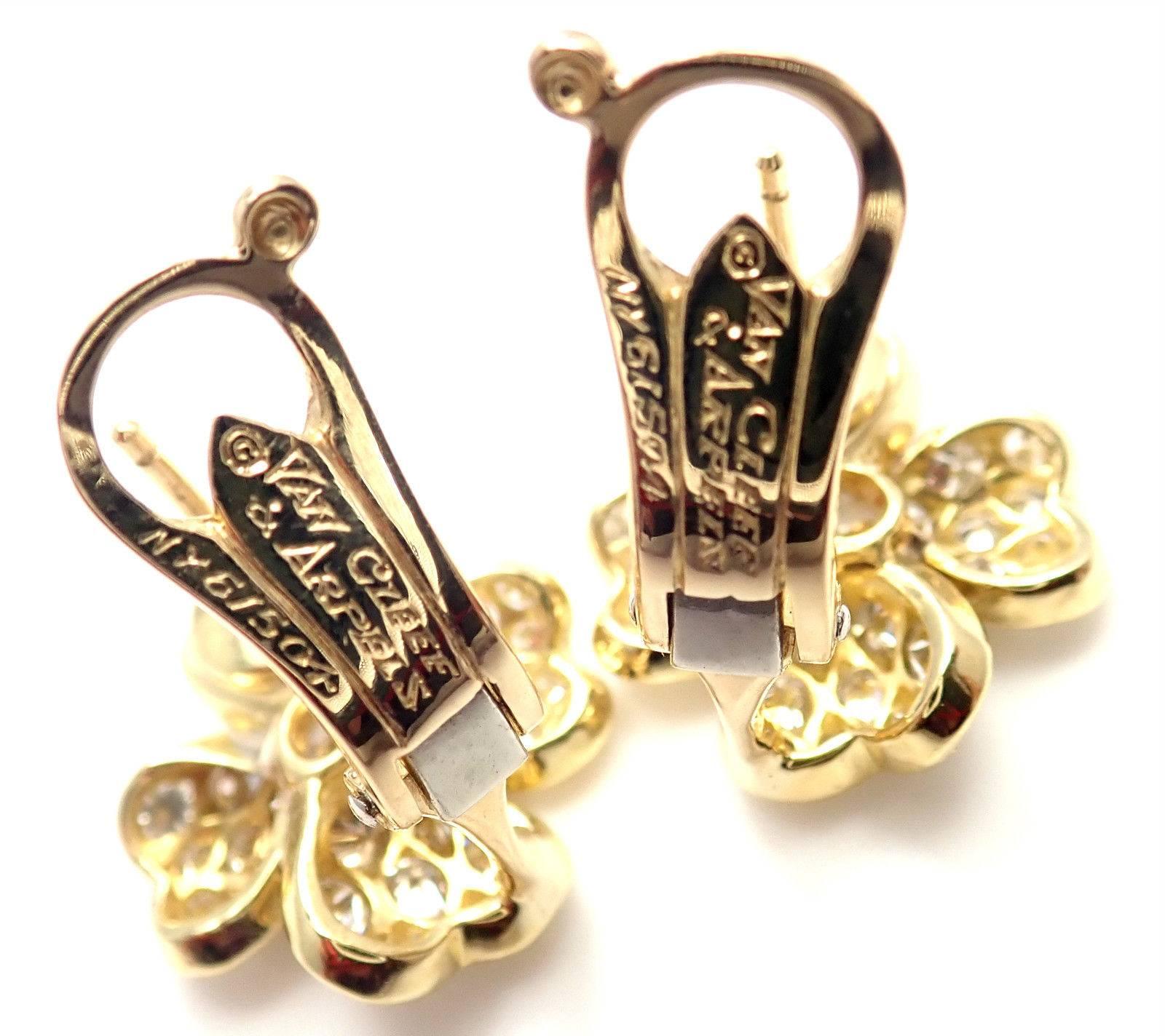 Van Cleef & Arpels Cosmos Diamond Flower Yellow Gold Earrings 4
