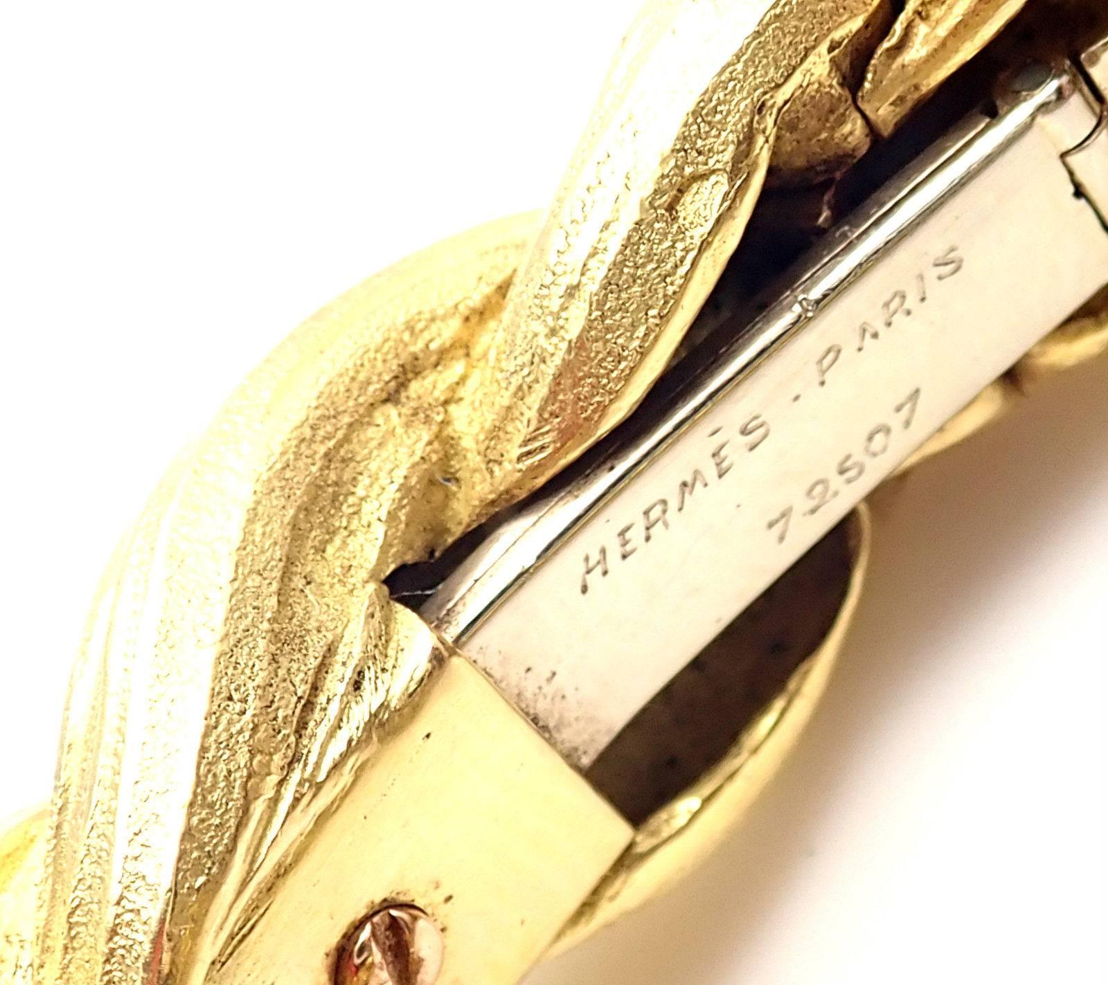 Hermes Paris Sculpted Horse Yellow Gold Bangle Bracelet 2