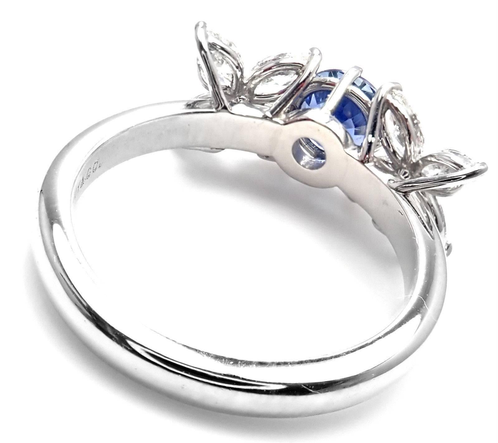 Tiffany & Co. Victoria Diamond Sapphire Platinum Band Ring In New Condition In Southampton, PA