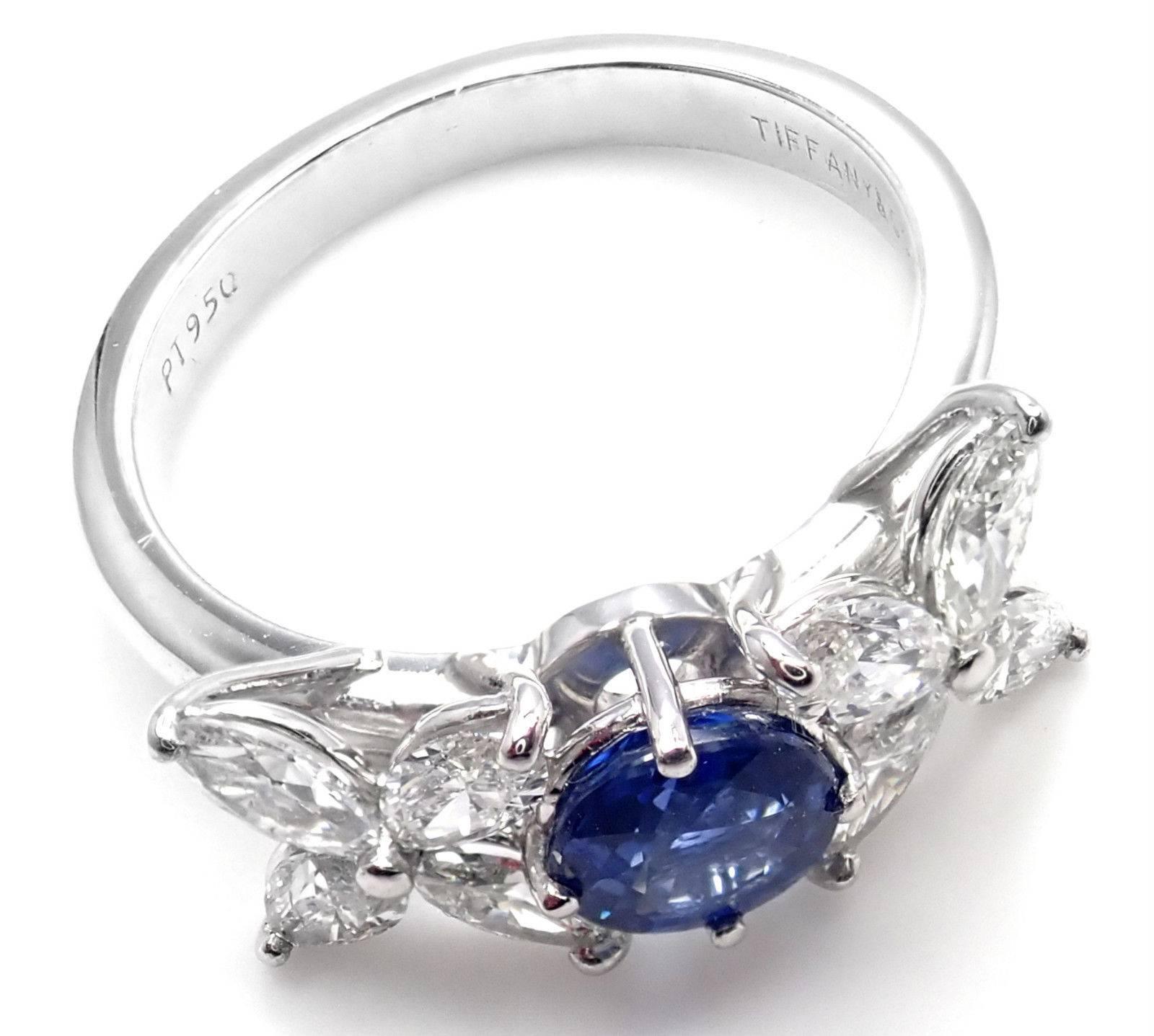 Tiffany & Co. Victoria Diamond Sapphire Platinum Band Ring 2