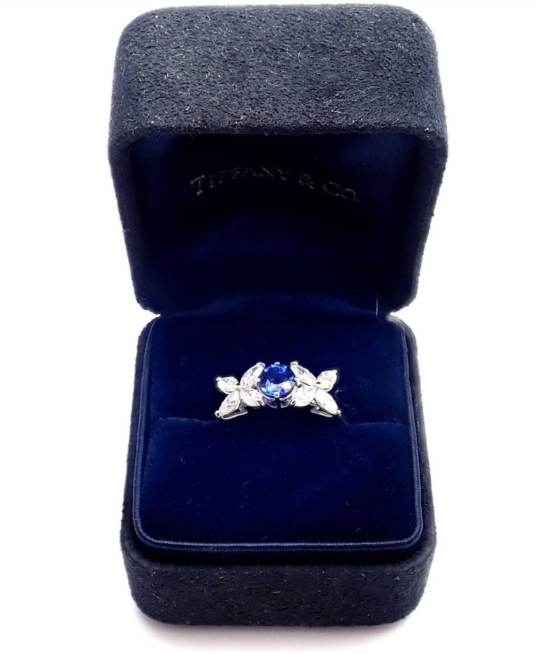 Tiffany and Co. Victoria Diamond Sapphire Platinum Band Ring at 1stDibs