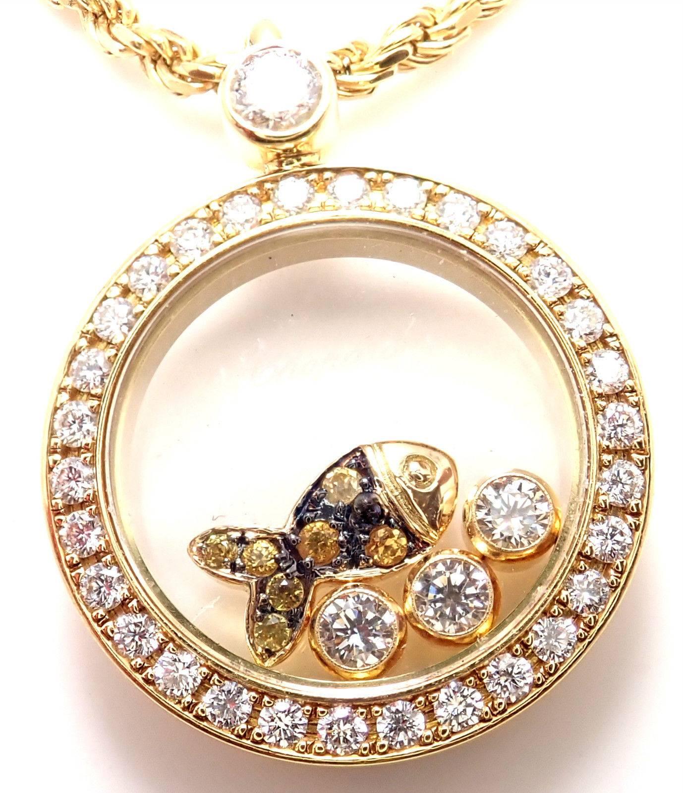 Chopard Happy Diamond Sapphire Fish Gelbgold Anhänger Halskette 6