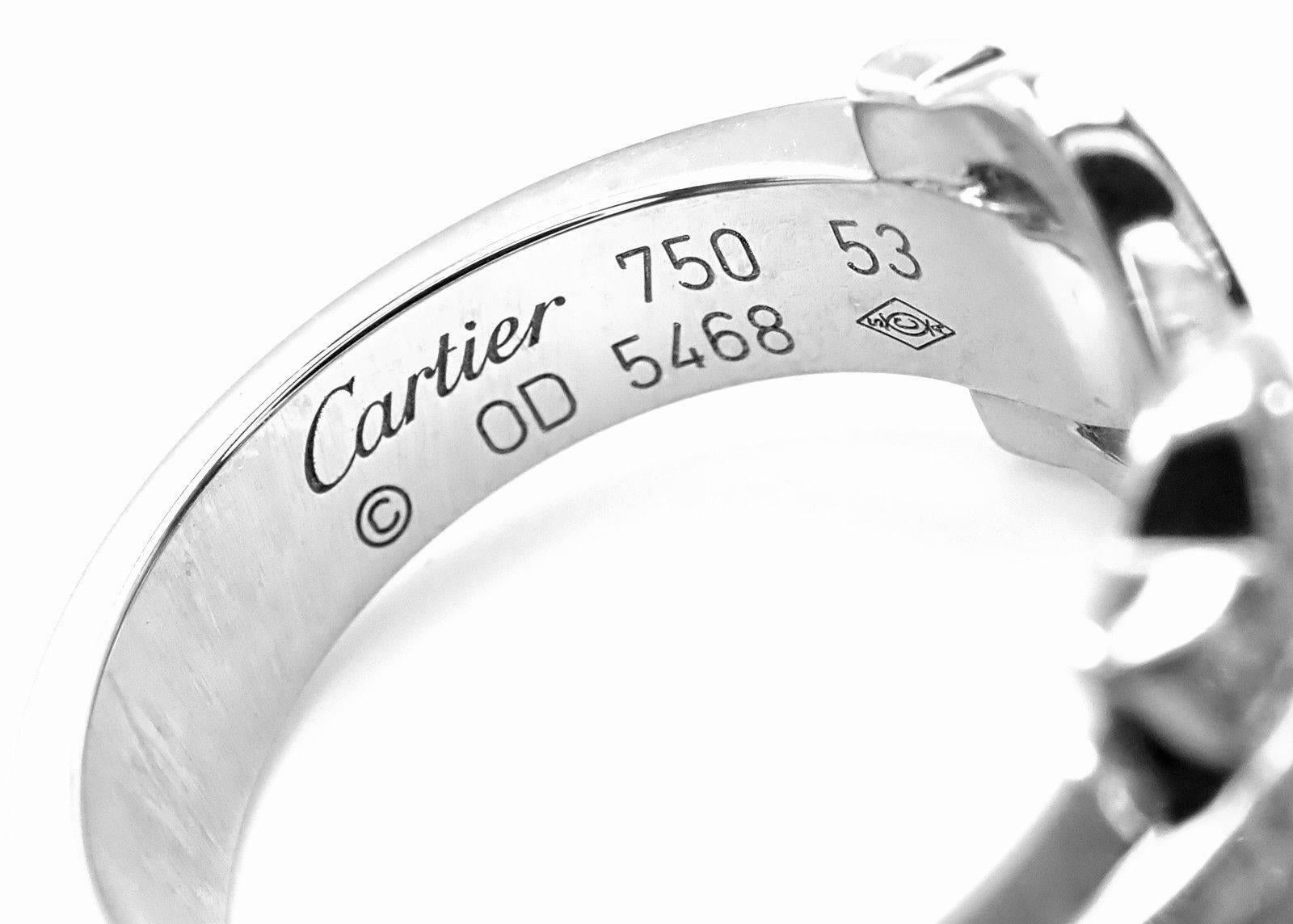 Women's or Men's Cartier Diamond Double C White Gold Band Ring