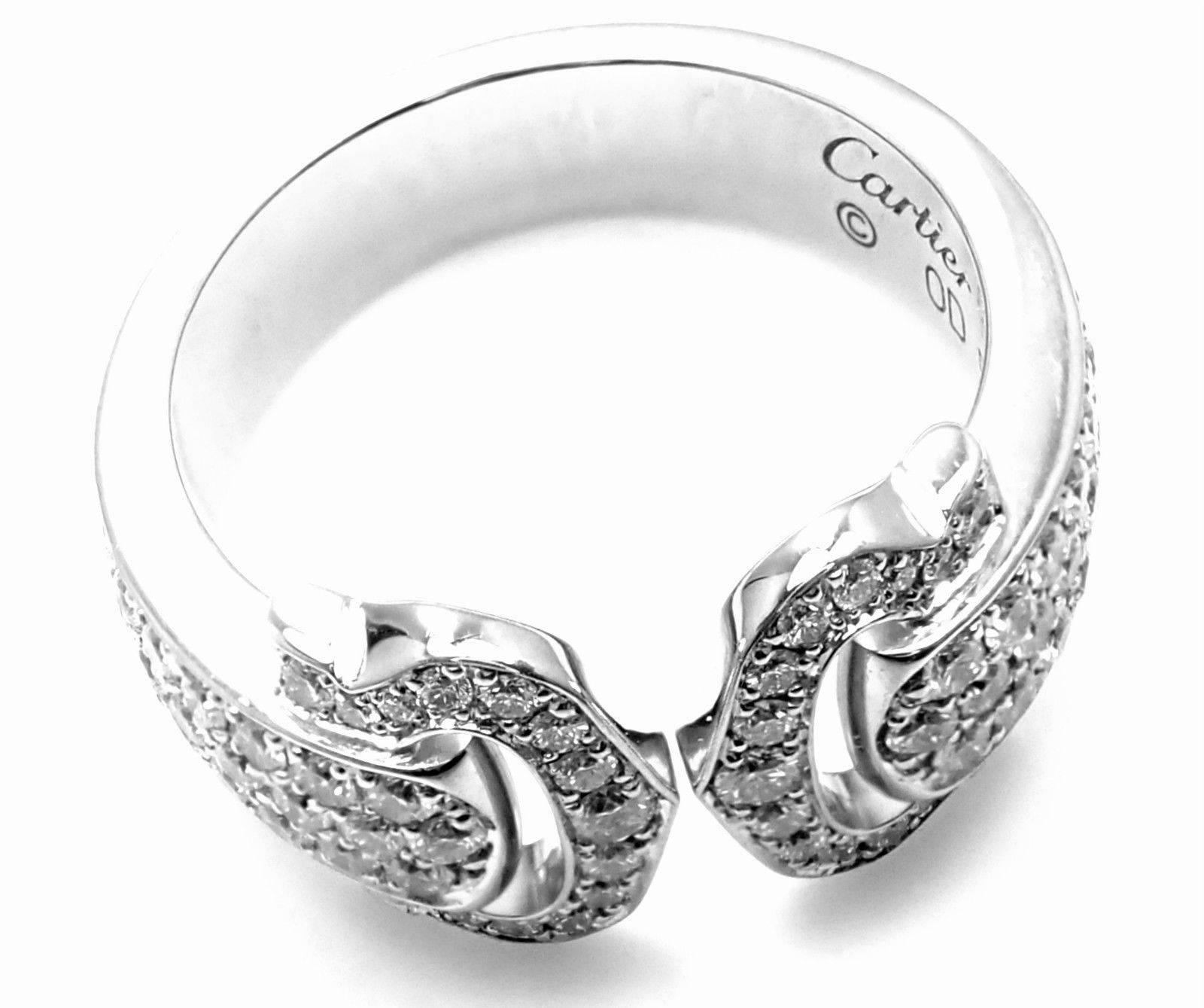 Cartier Diamond Double C White Gold Band Ring 4