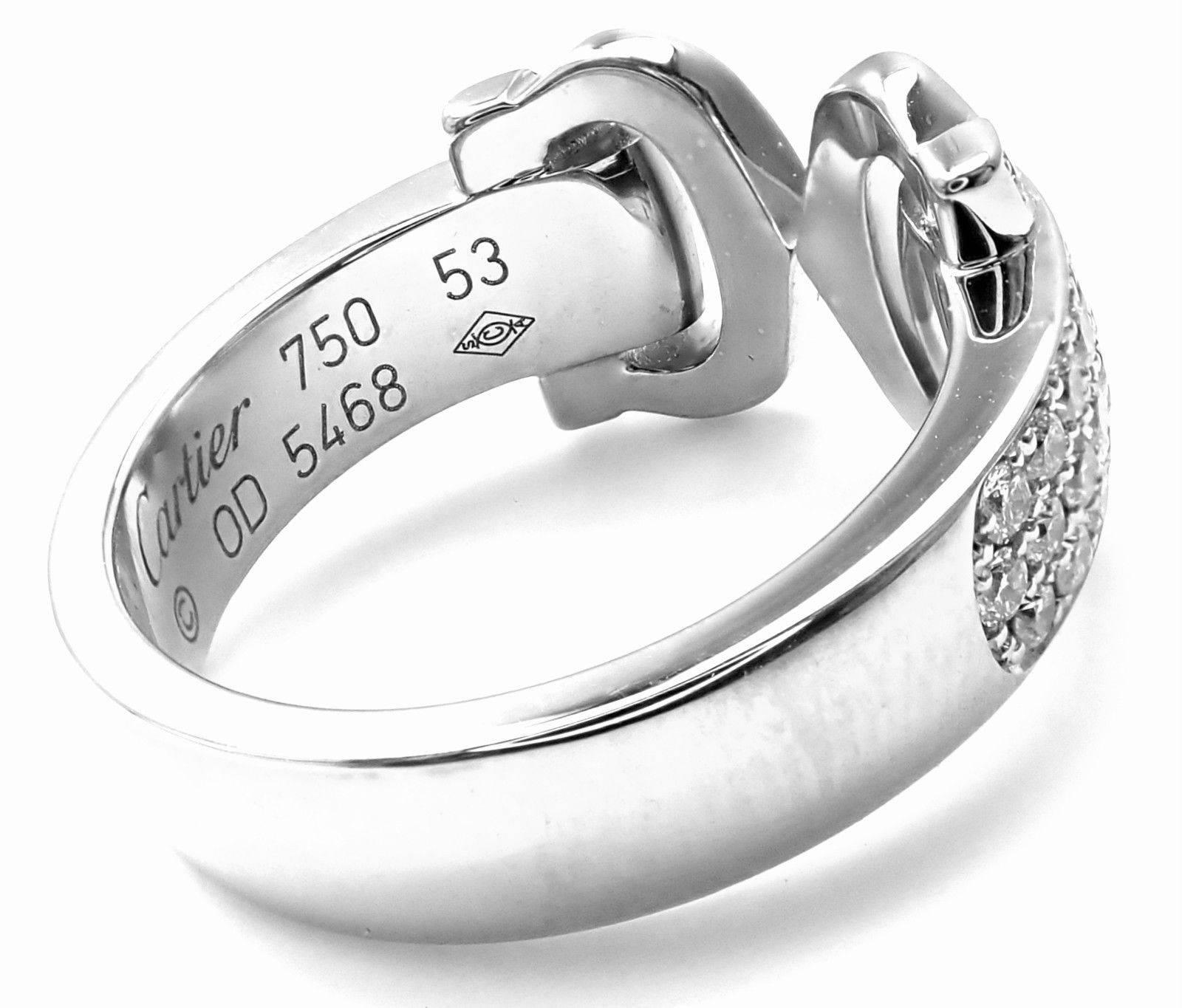 Cartier Diamond Double C White Gold Band Ring 1