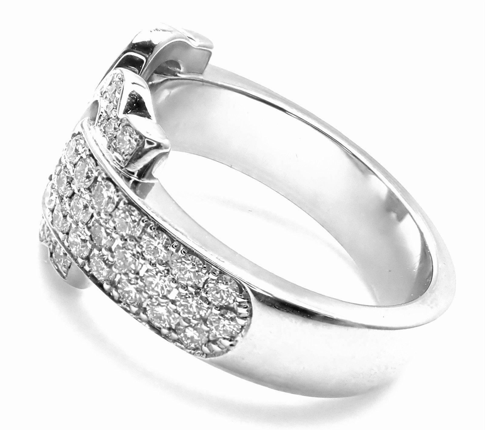 Cartier Diamond Double C White Gold Band Ring 3
