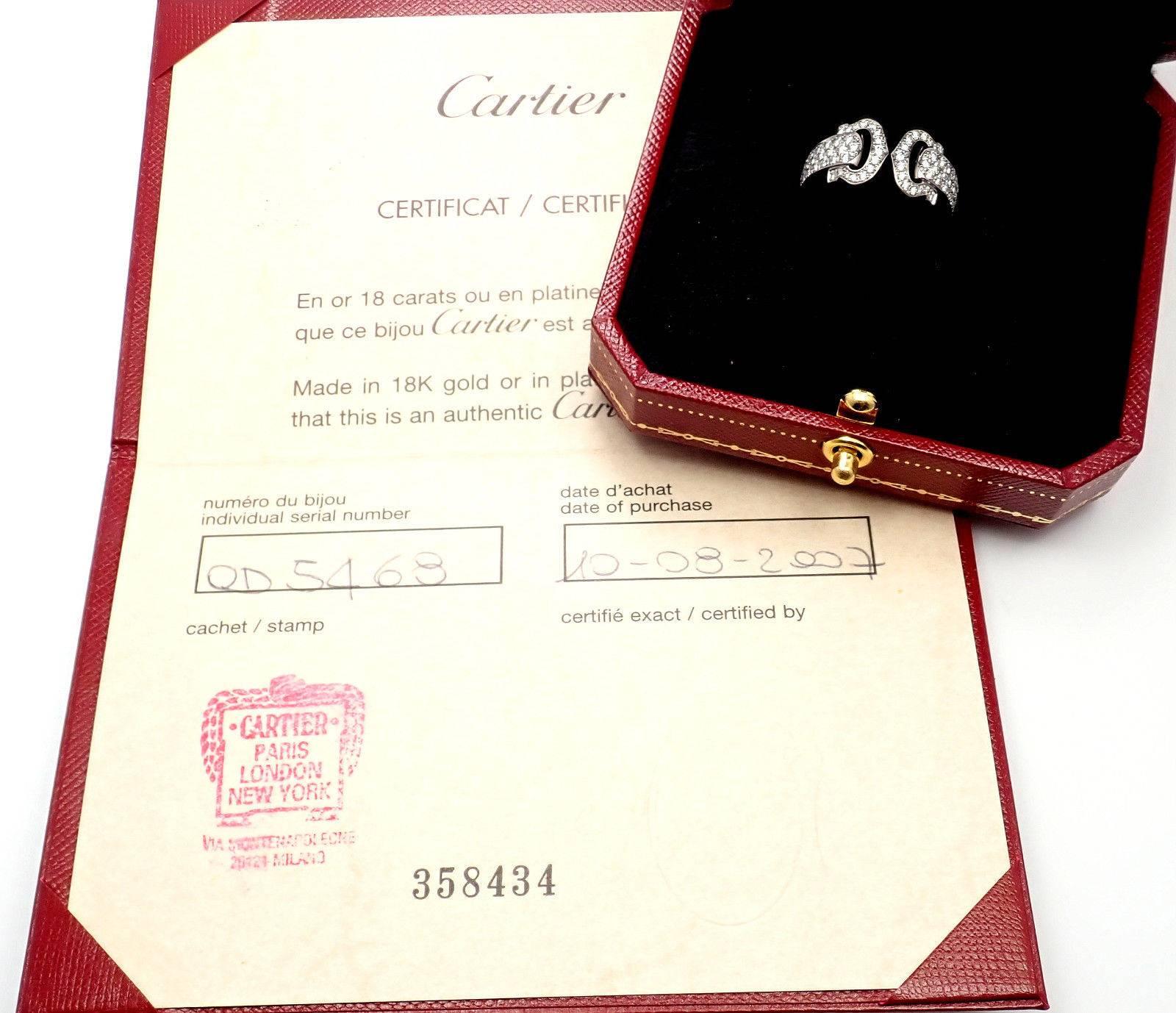 Cartier Diamond Double C White Gold Band Ring In New Condition In Holland, PA