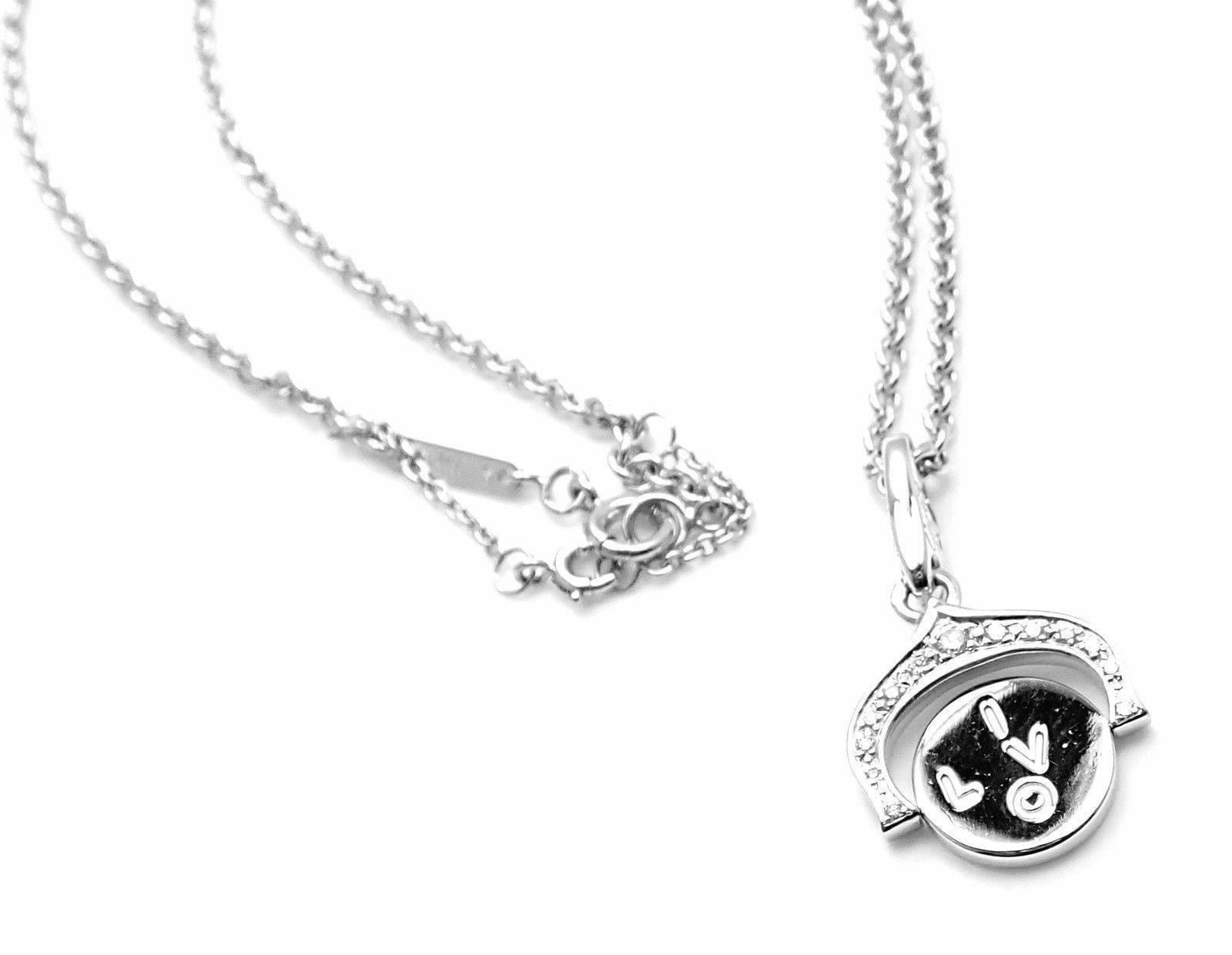 Cartier Diamond I Love You White Gold Charm Pendant Necklace 2