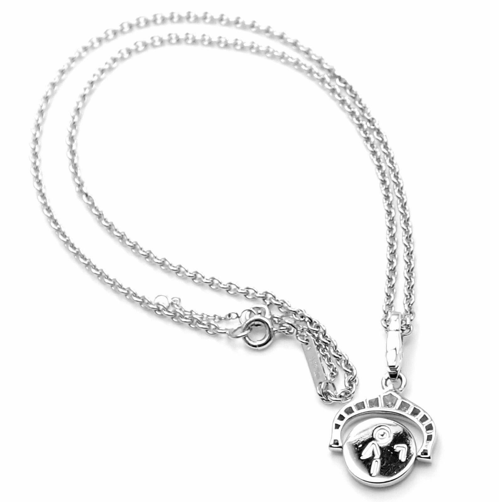 Cartier Diamond I Love You White Gold Charm Pendant Necklace 5