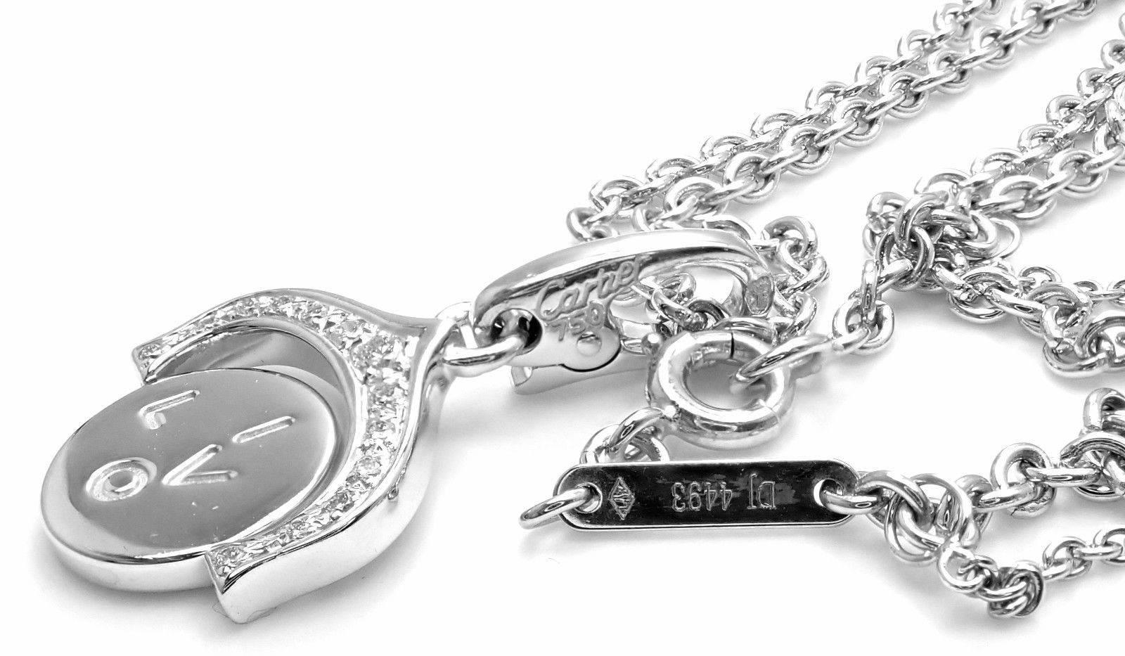 Cartier Diamond I Love You White Gold Charm Pendant Necklace 4