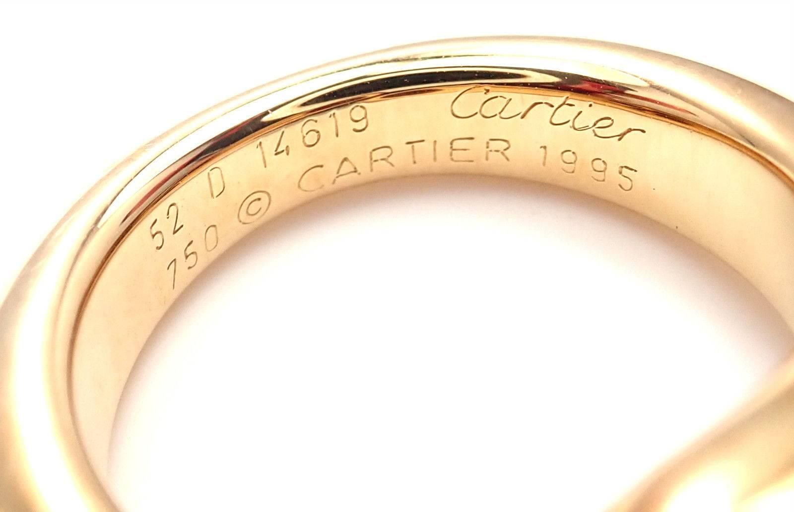 Cartier Ruby Ellipse Deux Tetes Croisees Bypass Yellow Gold Band Ring 2