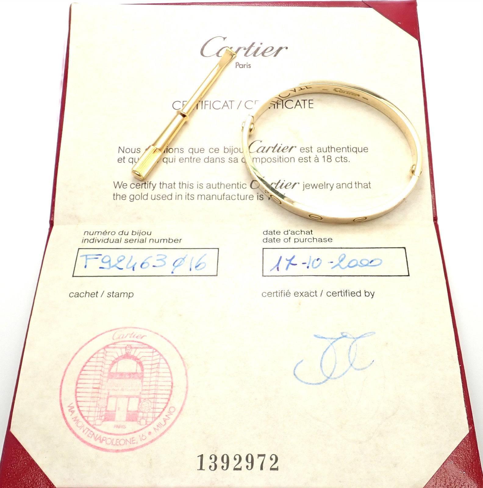Cartier Love Yellow Gold Bangle Bracelet 3