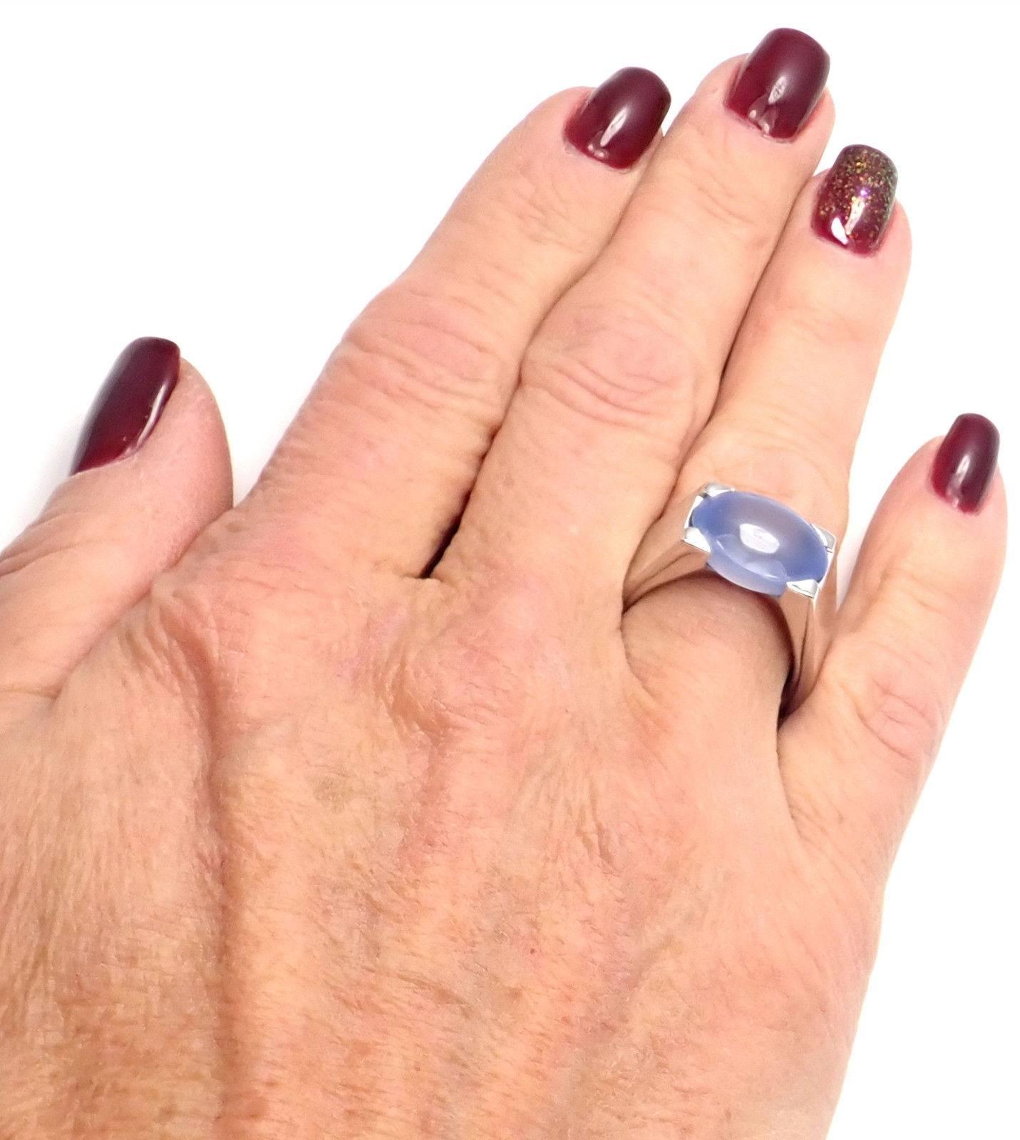 Cartier Large Chalcedony White Gold Ring 3
