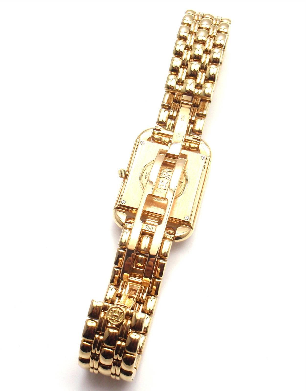 Women's or Men's Hermes Ladies Yellow Gold Diamond Cape Cod Quartz Wristwatch