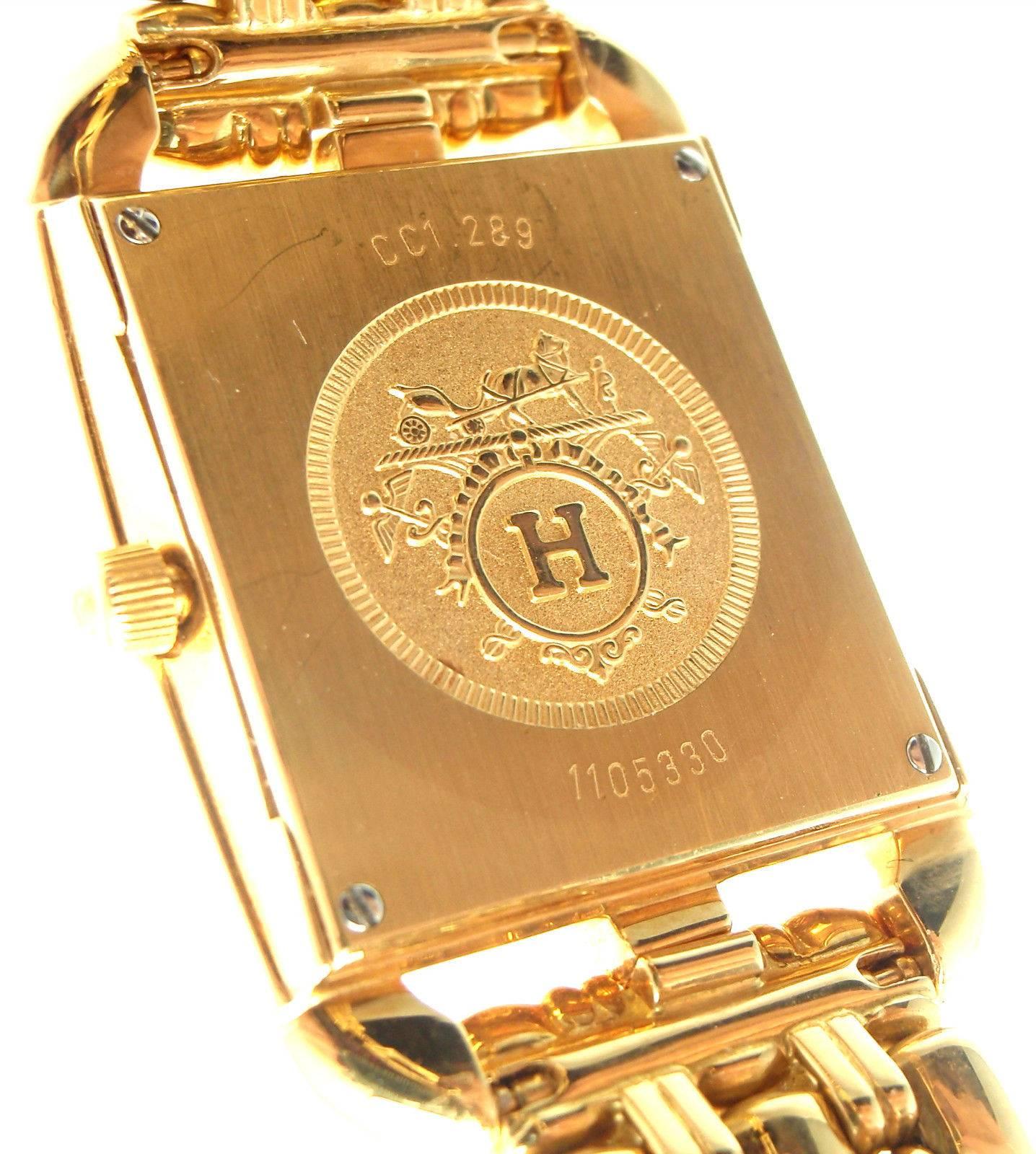 Hermes Ladies Yellow Gold Diamond Cape Cod Quartz Wristwatch In New Condition In Holland, PA