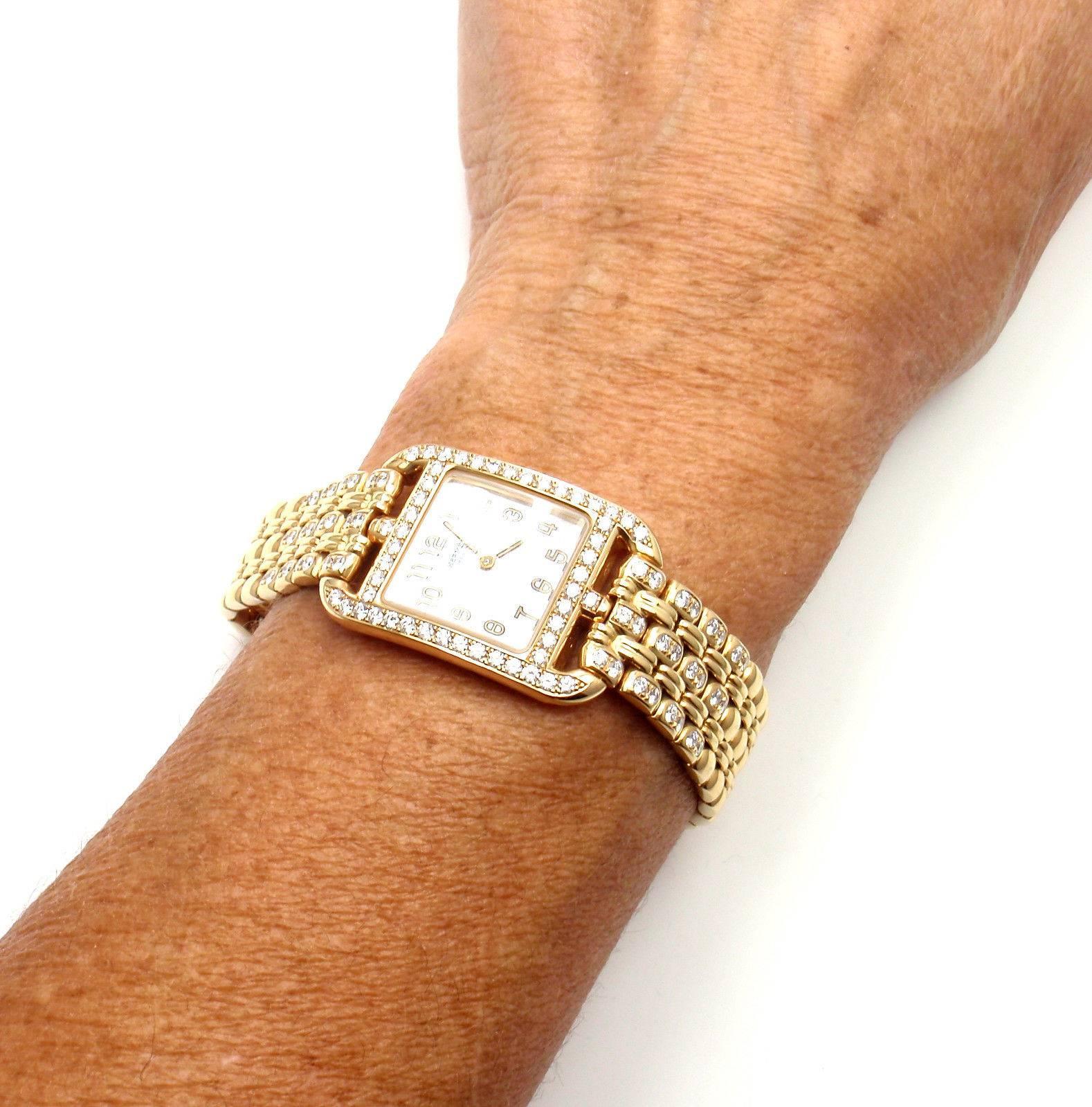 Hermes Ladies Yellow Gold Diamond Cape Cod Quartz Wristwatch 3