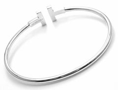Tiffany & Co. Diamond T Wire White Gold Bangle Bracelet