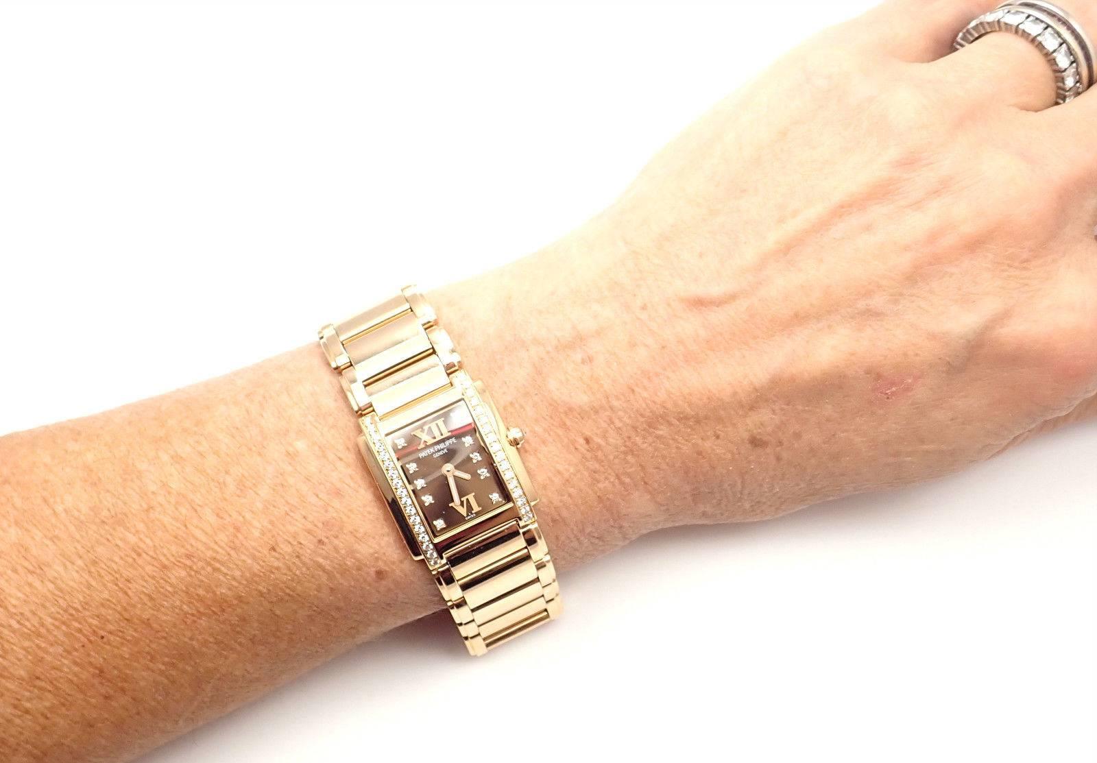Patek Philippe Ladies Rose Gold Diamond Twenty 4 Quartz Wristwatch Ref 4908/11R 4