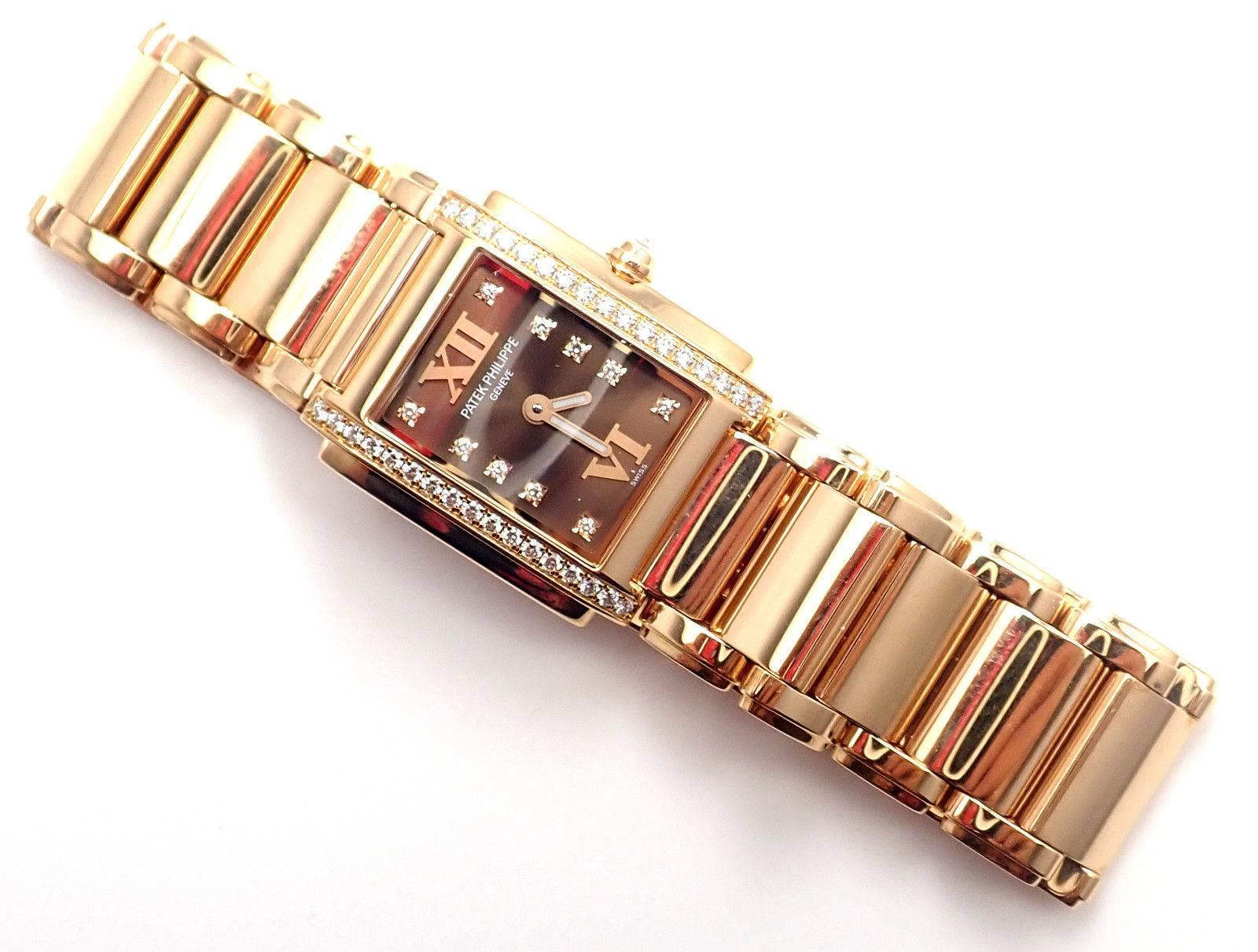 Patek Philippe Ladies Rose Gold Diamond Twenty 4 Quartz Wristwatch Ref 4908/11R 1