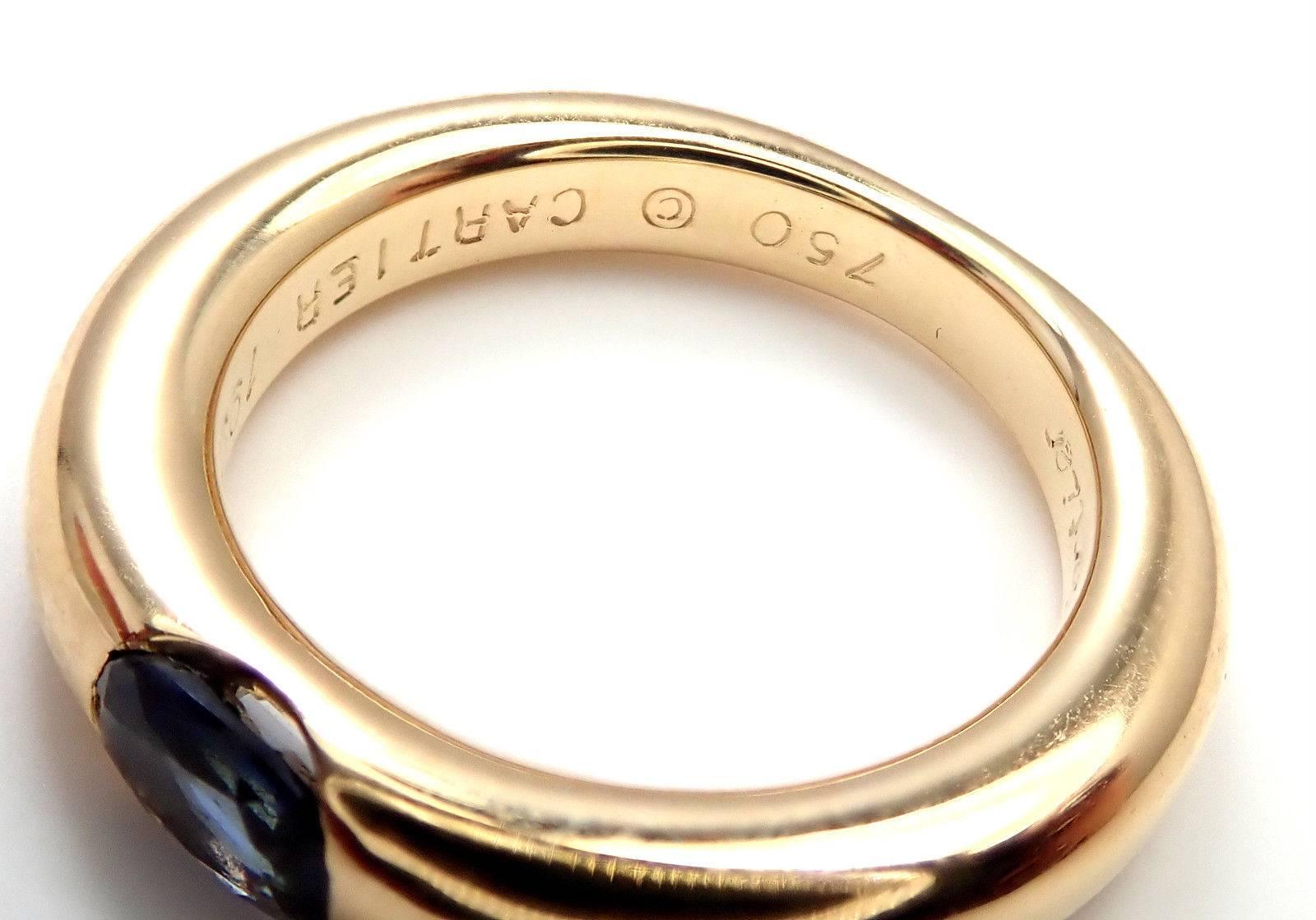 Cartier Ellipse Saphir Gelbgold Band Ring 2