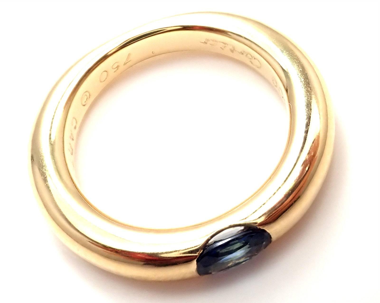 Cartier Ellipse Saphir Gelbgold Band Ring 4