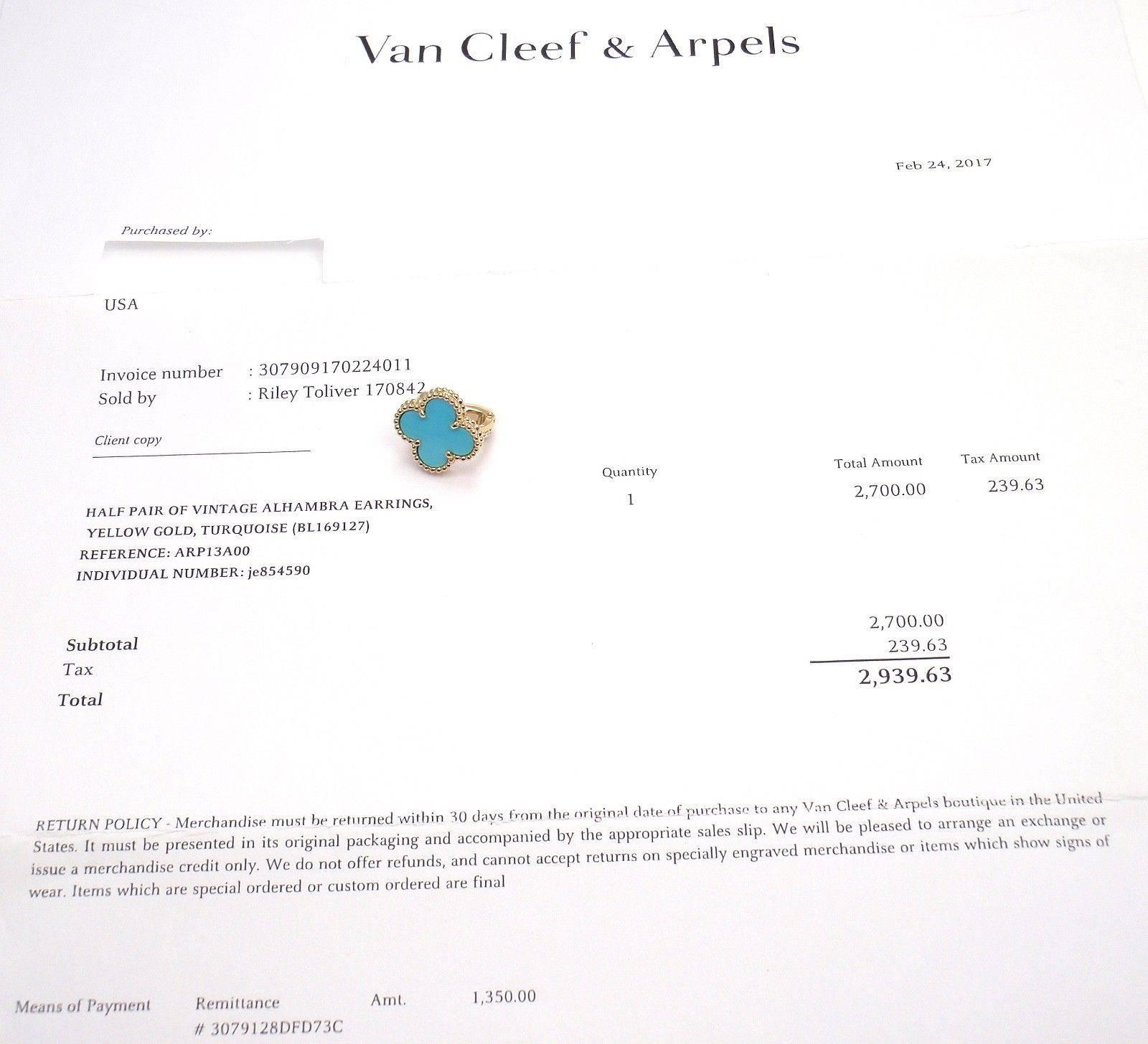 turquoise van cleef earrings