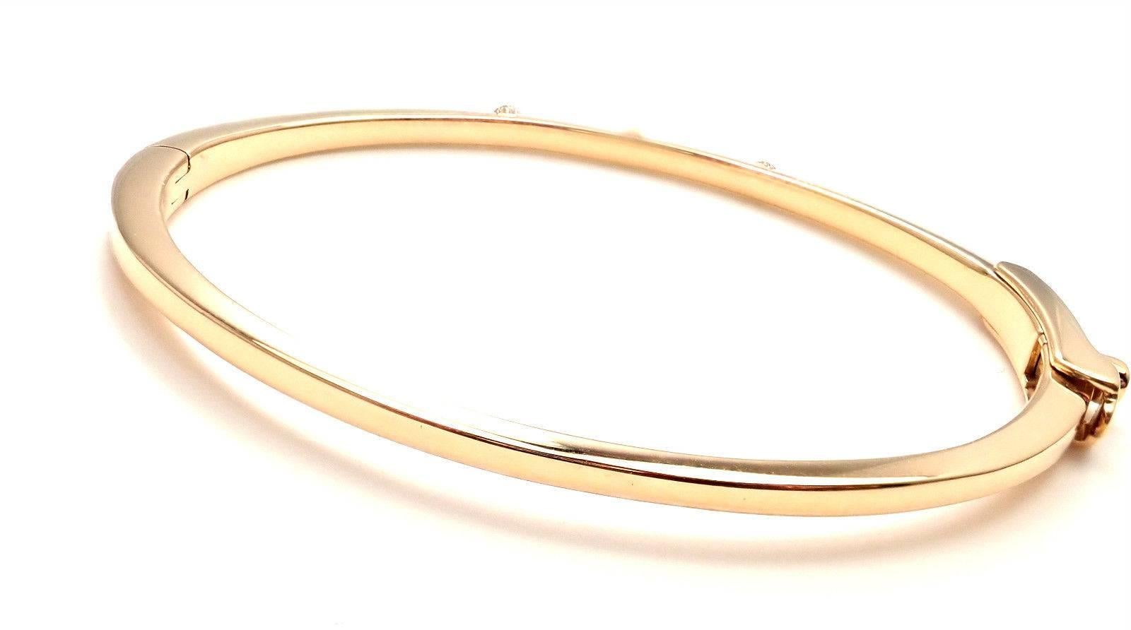 Roberto Coin Classica Parisienne Diamond Yellow Gold Bangle Bracelet In New Condition In Southampton, PA