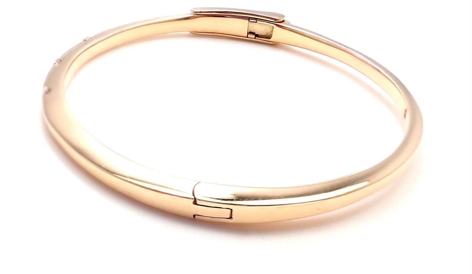 Women's or Men's Roberto Coin Classica Parisienne Diamond Yellow Gold Bangle Bracelet