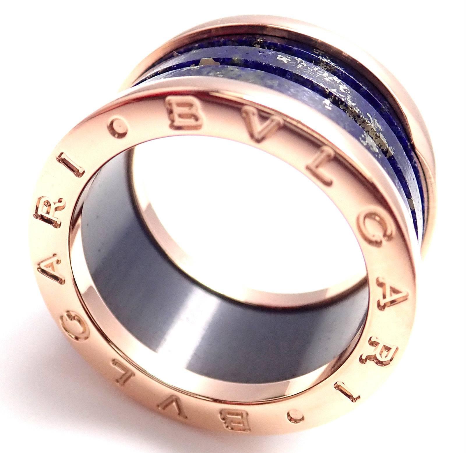 Bulgari B-Zero Lapis Lazuli Rose Gold Band Ring 3