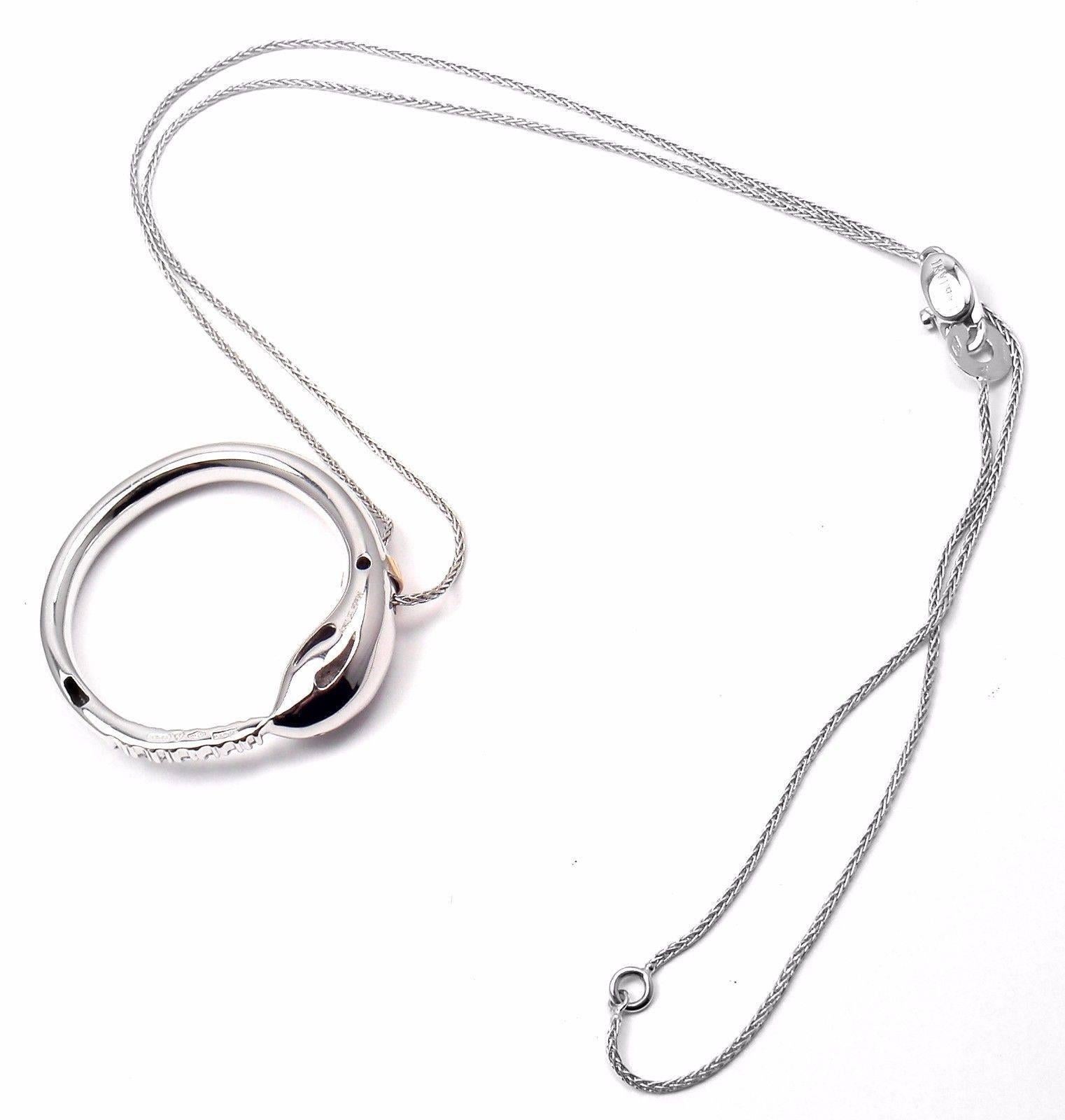 Round Cut Damiani Infinito Diamond Snake White Gold Pendant Necklace For Sale