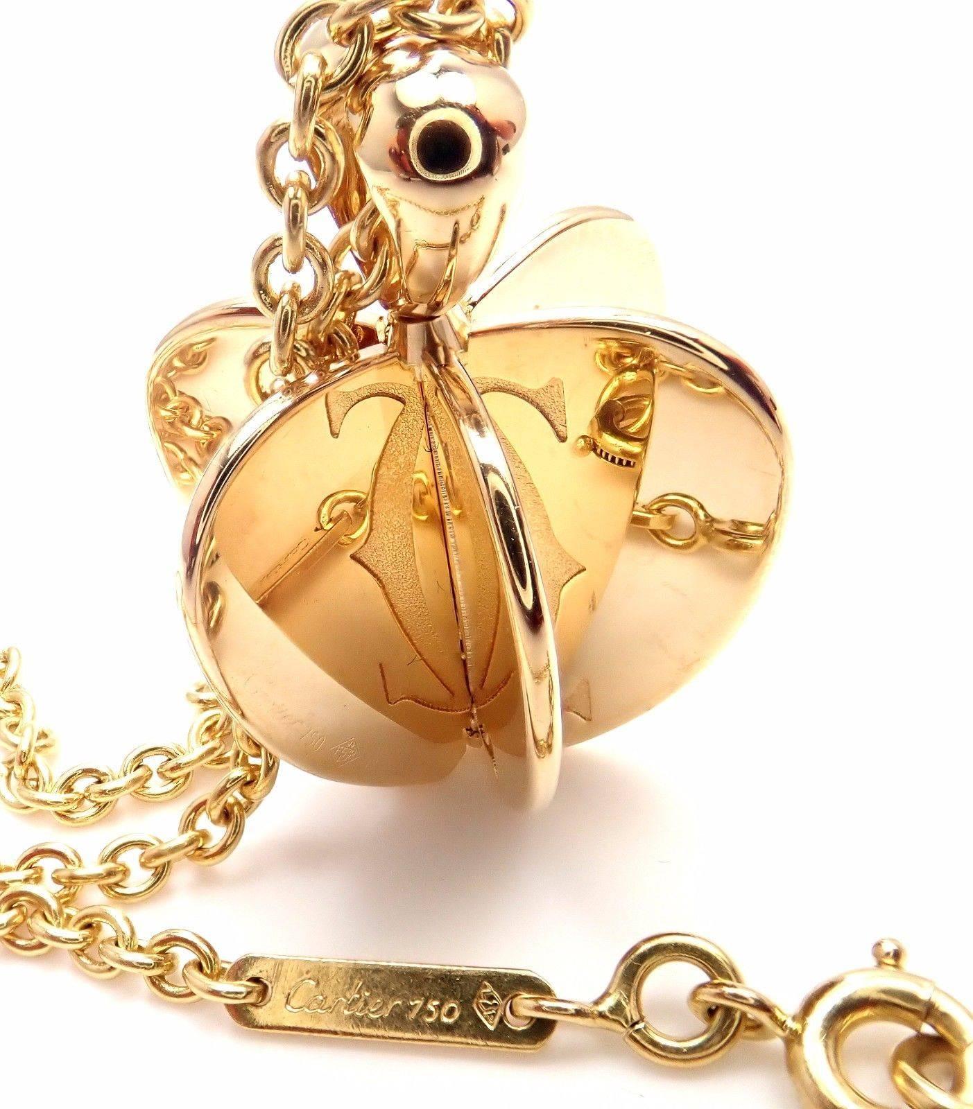 Cartier Double C Apple Heart Yellow Gold Pendant Chain Necklace 2