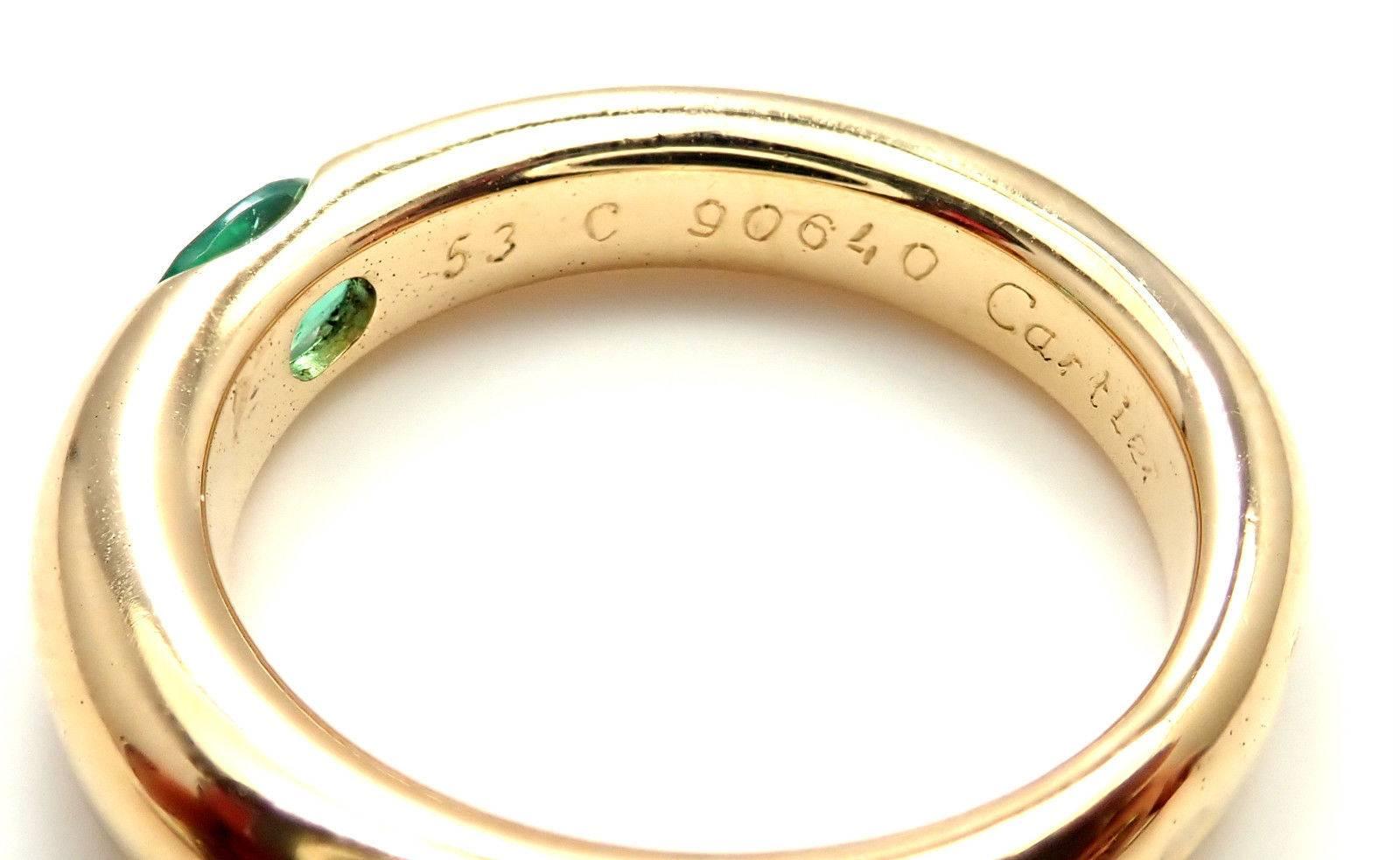 Cartier Emerald Ellipse Yellow Gold Band Ring 1