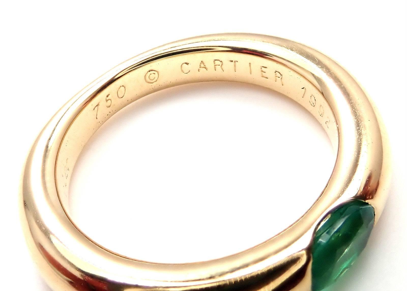 Cartier Emerald Ellipse Yellow Gold Band Ring 3