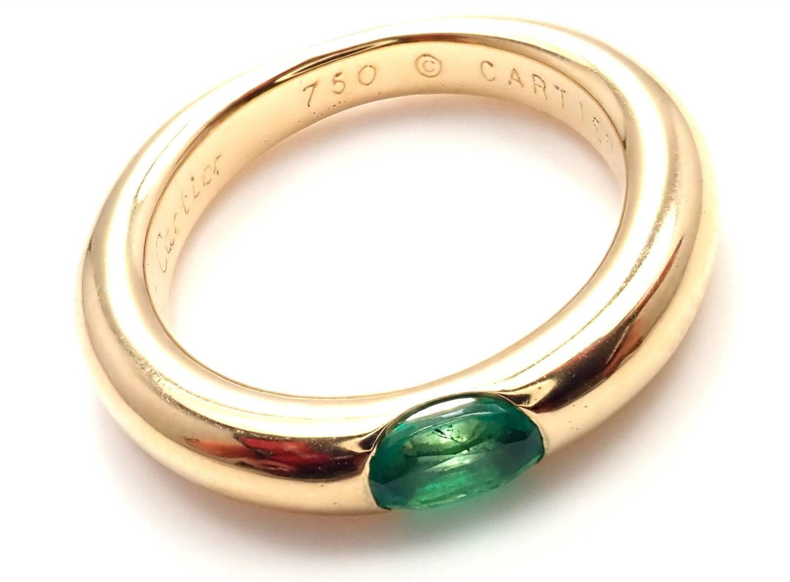 Cartier Emerald Ellipse Yellow Gold Band Ring 4
