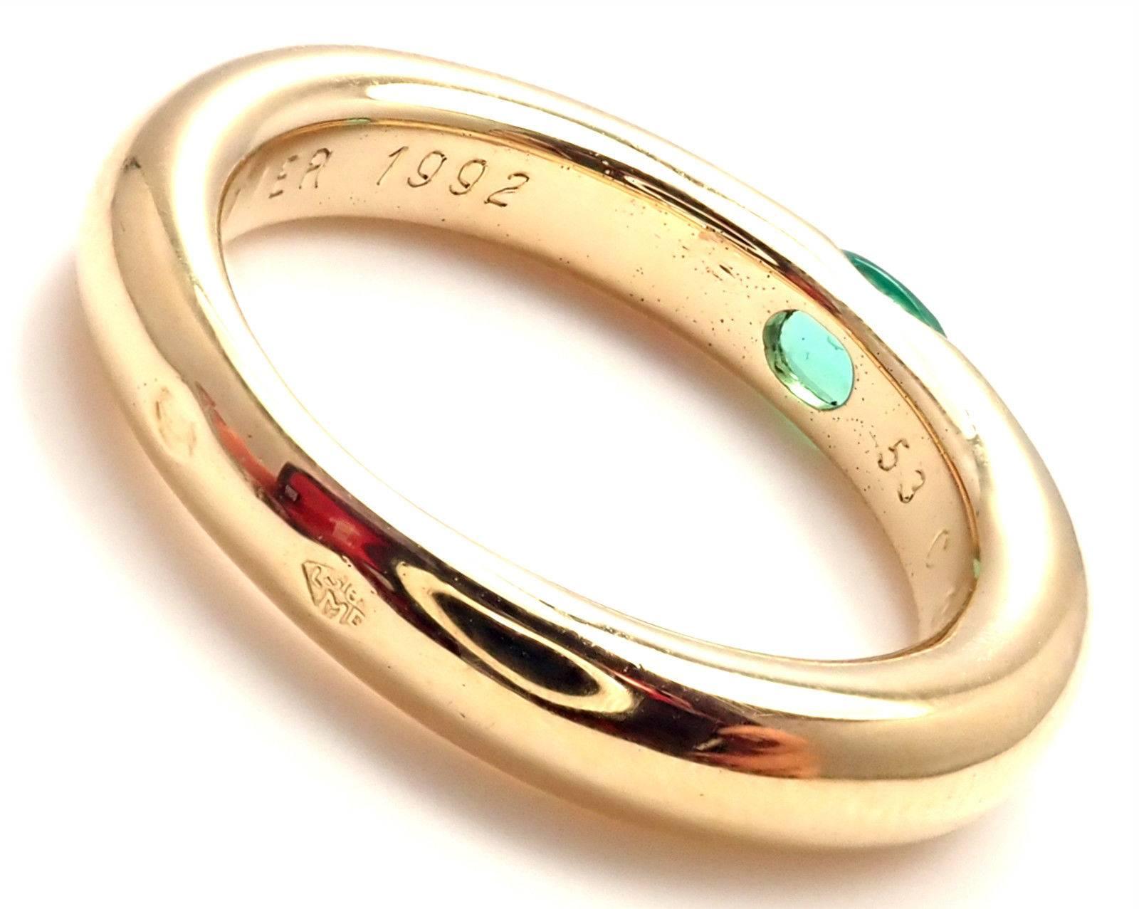 Cartier Emerald Ellipse Yellow Gold Band Ring In New Condition In Holland, PA