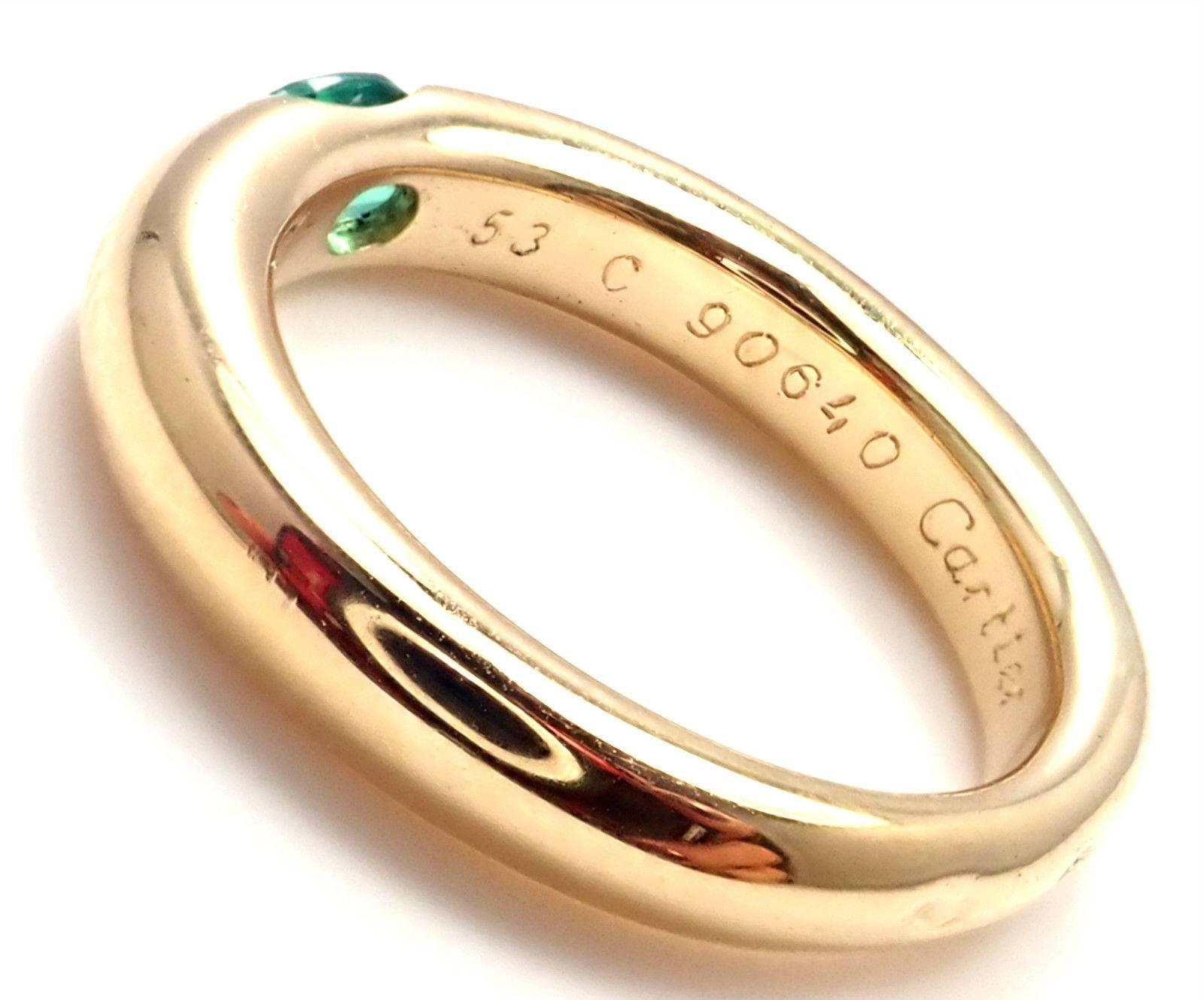 Women's or Men's Cartier Emerald Ellipse Yellow Gold Band Ring