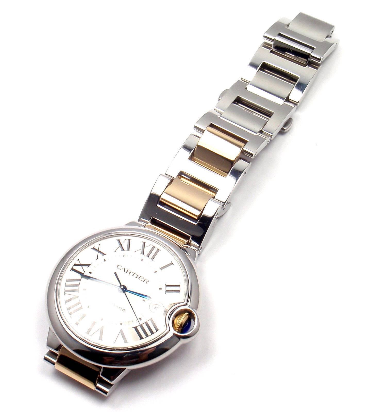 Cartier Yellow Gold Stainless Steel Ballon Bleu Automatic Wristwatch Ref 3001 4