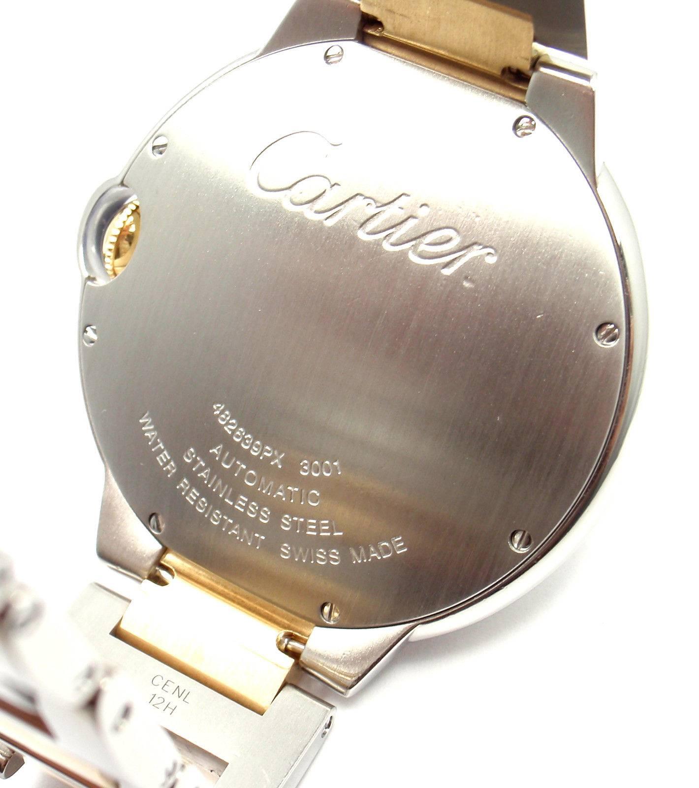 Cartier Yellow Gold Stainless Steel Ballon Bleu Automatic Wristwatch Ref 3001 3