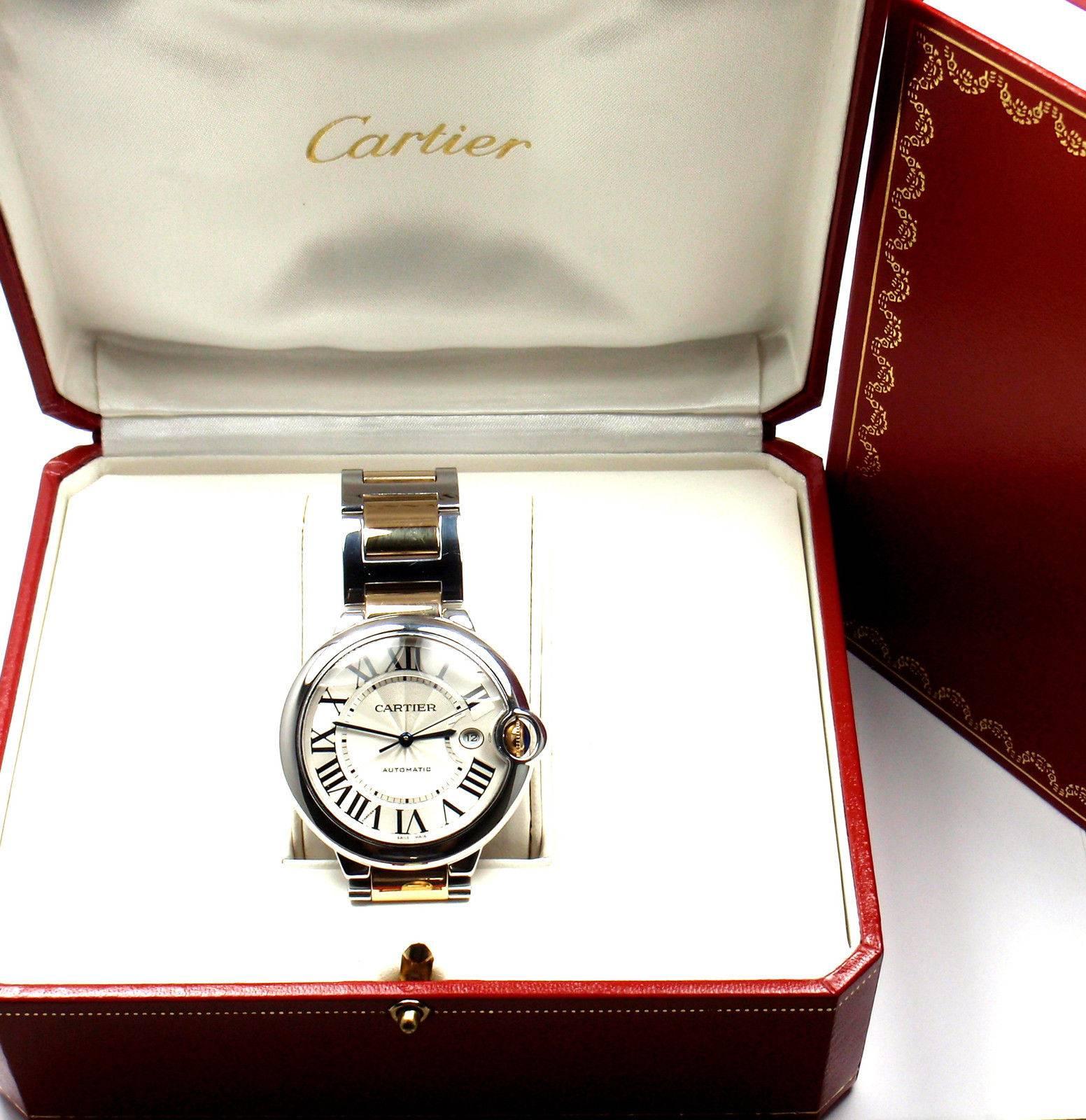 18k Yellow Gold And Stainless Steel Ballon Bleu Automatic 42mm  Wristwatch Reference 3001 by Cartier. 
This watch comes with its original Cartier box and papers.
Details:
Brand: Cartier
Model: Ballon Bleu
Reference: 3001
Movement: Original Cartier