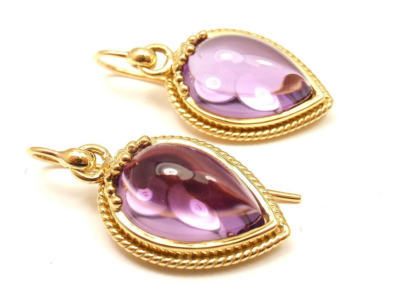 Temple St. Clair Chinese Bead Amethyst Yellow Gold Earrings In New Condition In Holland, PA