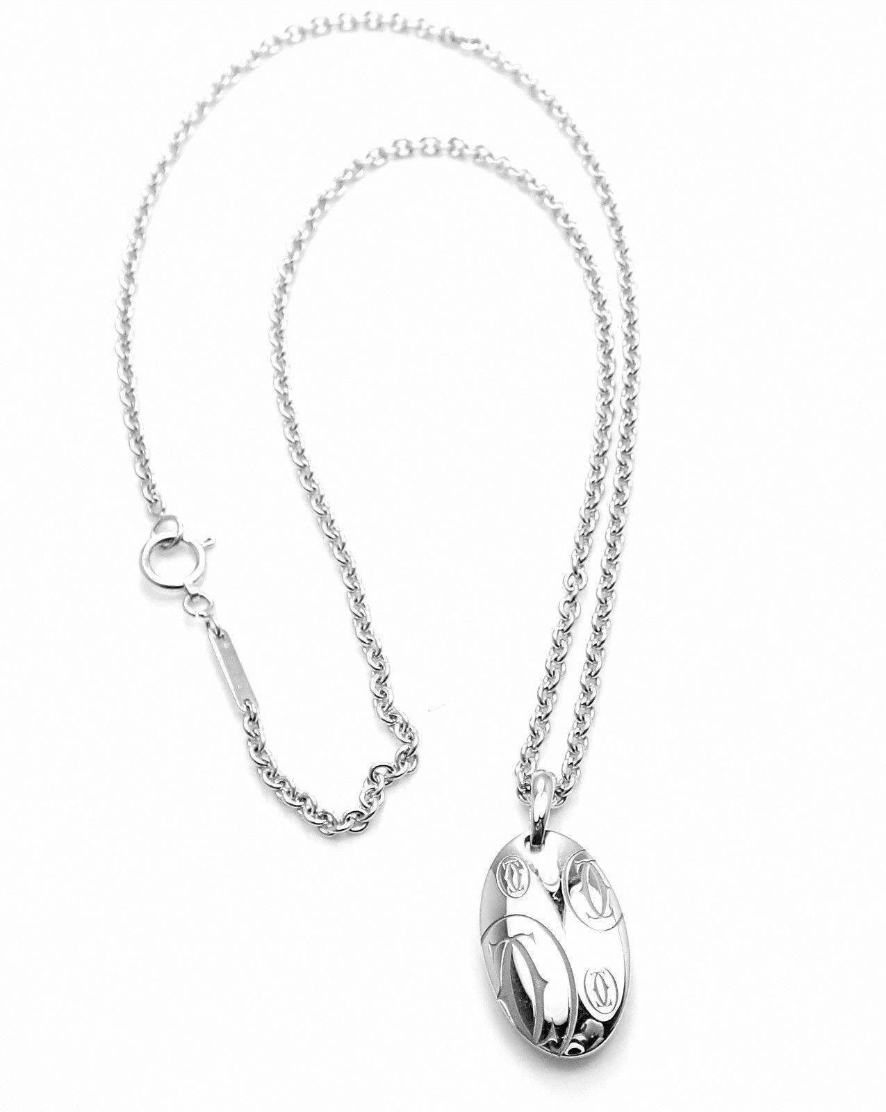 Women's or Men's Cartier Happy Birthday Double C White Gold Charm Pendant Necklace