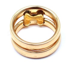 Hermes Diamond H Double Band Flex Yellow Gold Band Ring