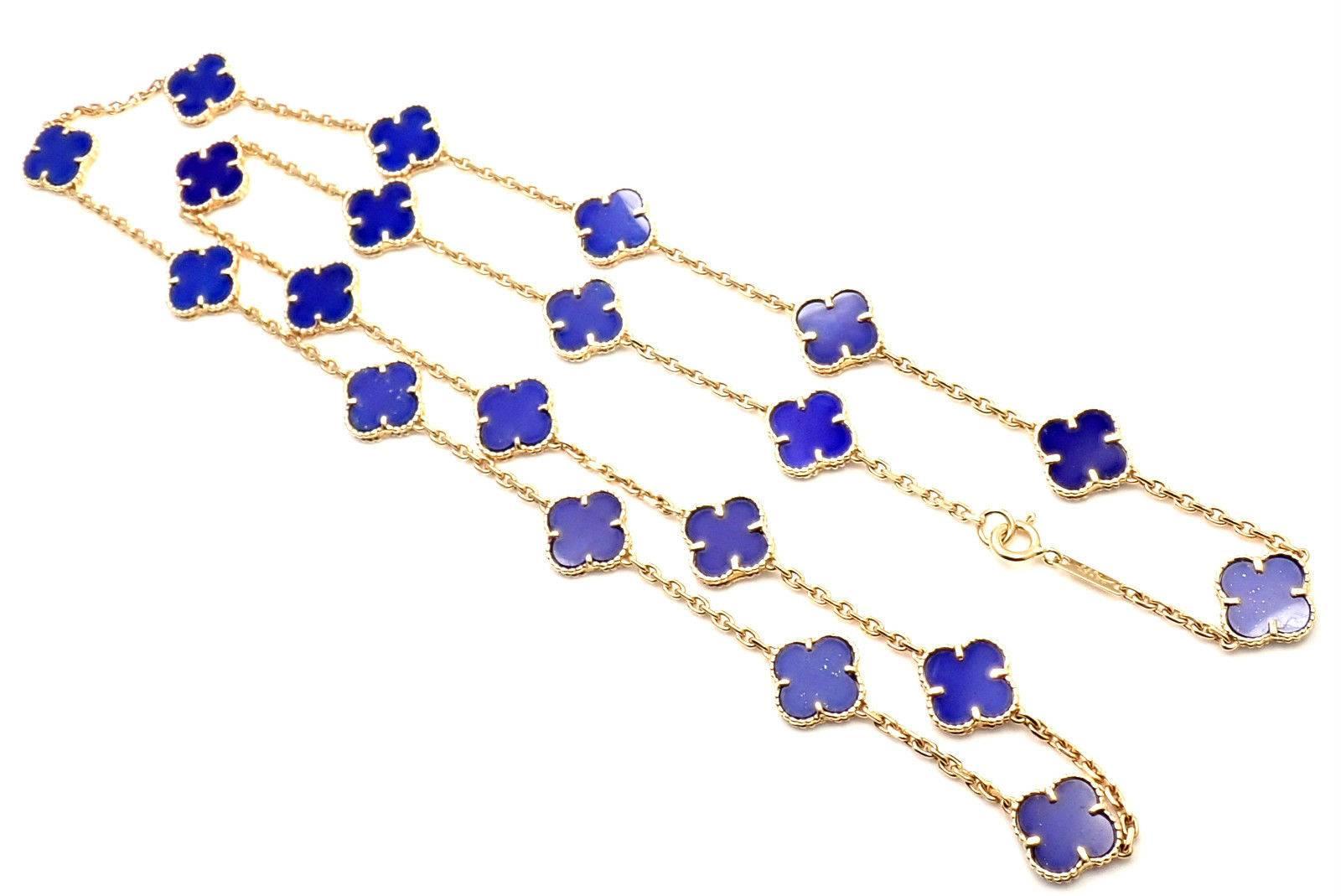 Van Cleef & Arpels Vintage Alhambra Lapis Lazuli 20 Motif Yellow Gold Necklace 1